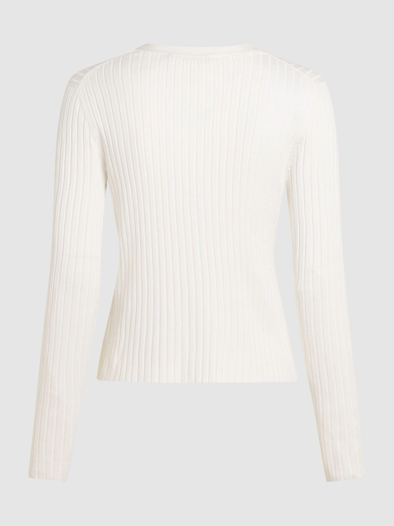 Cárdigan de punto con diseño acanalado Blanco Karl-1