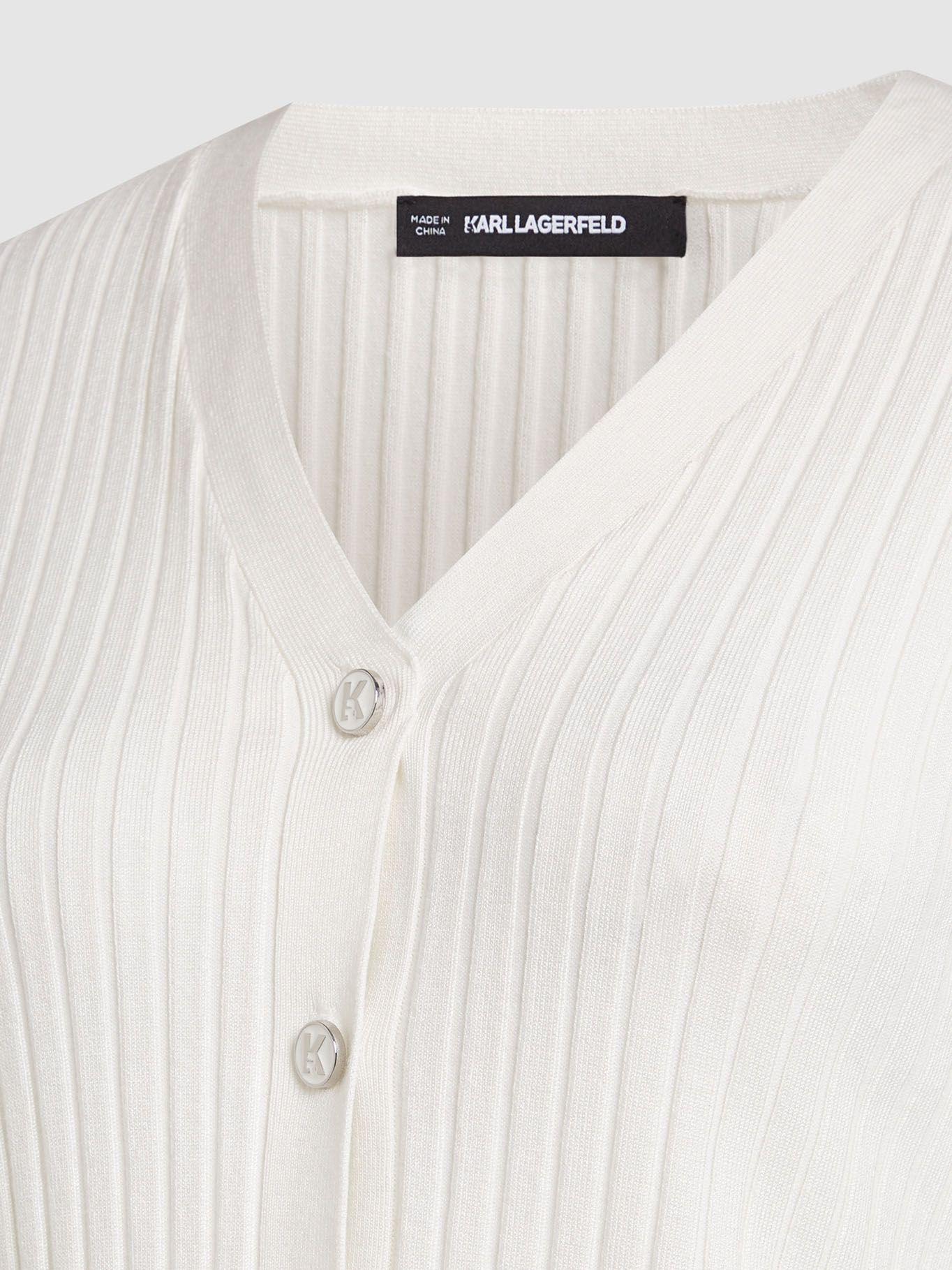 Cárdigan de punto con diseño acanalado Blanco Karl-2