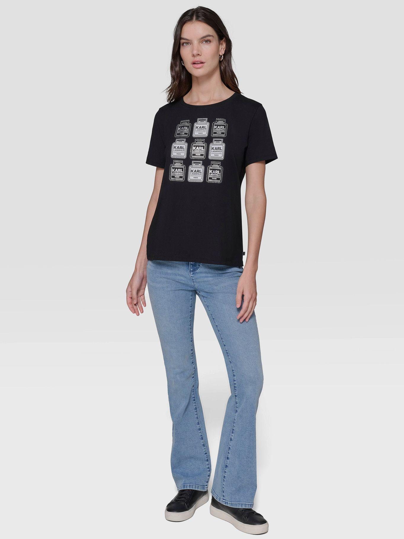 Polera con estampado de perfume Negro-1