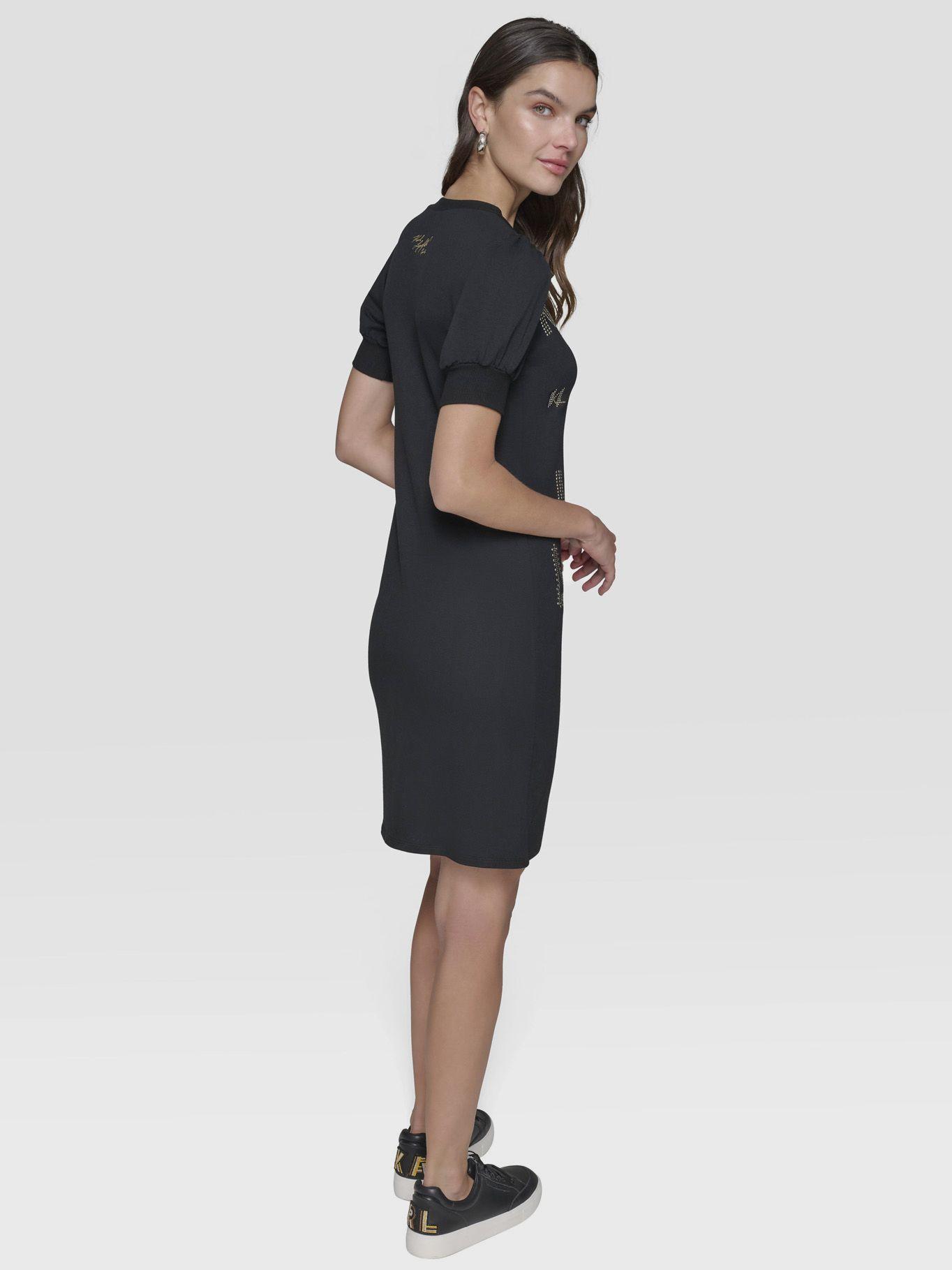 Vestido con mangas abullonadas Negro-2