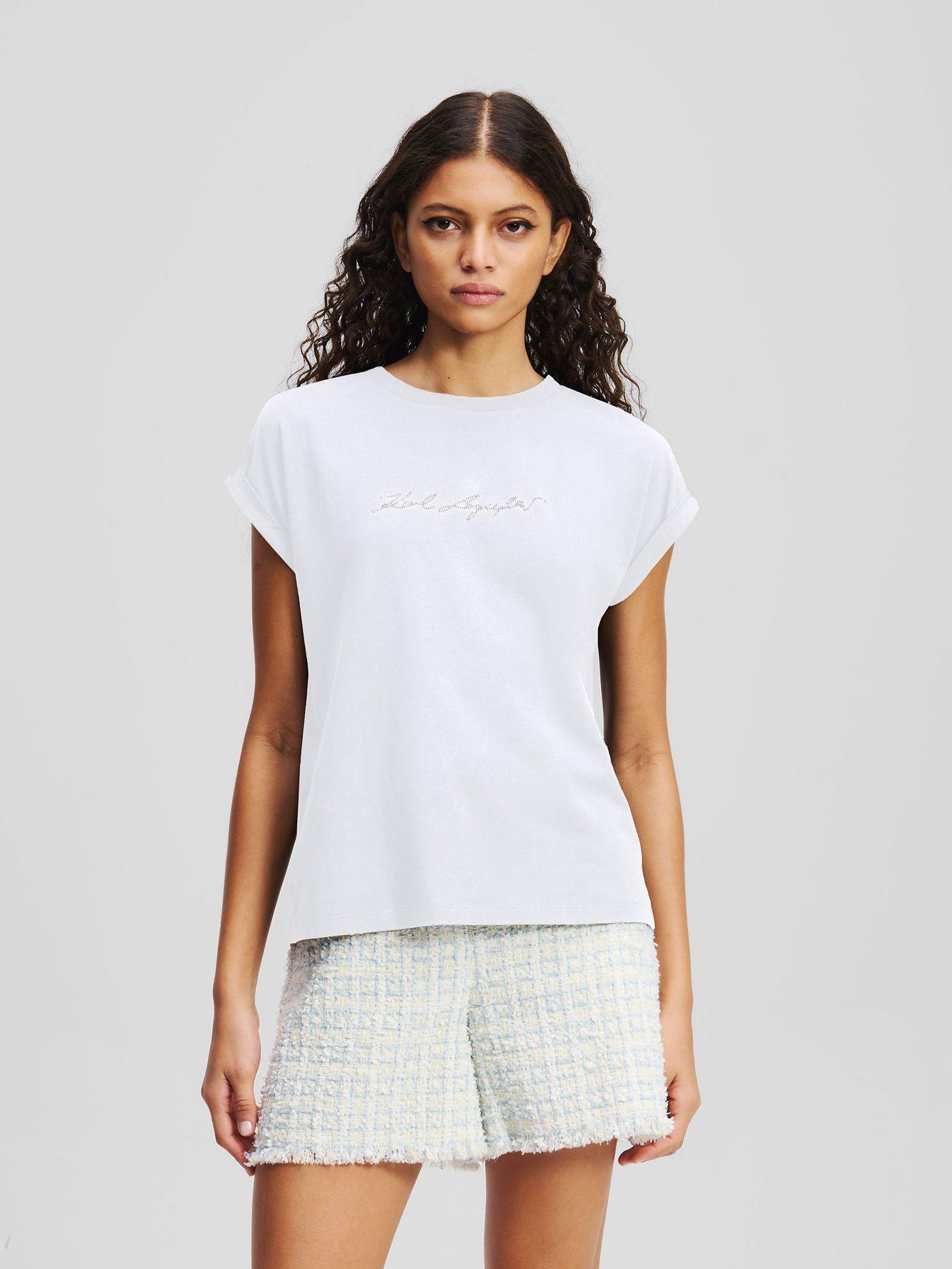 Polera de pedrería KARL signature Blanco Karl Lagerfeld-0