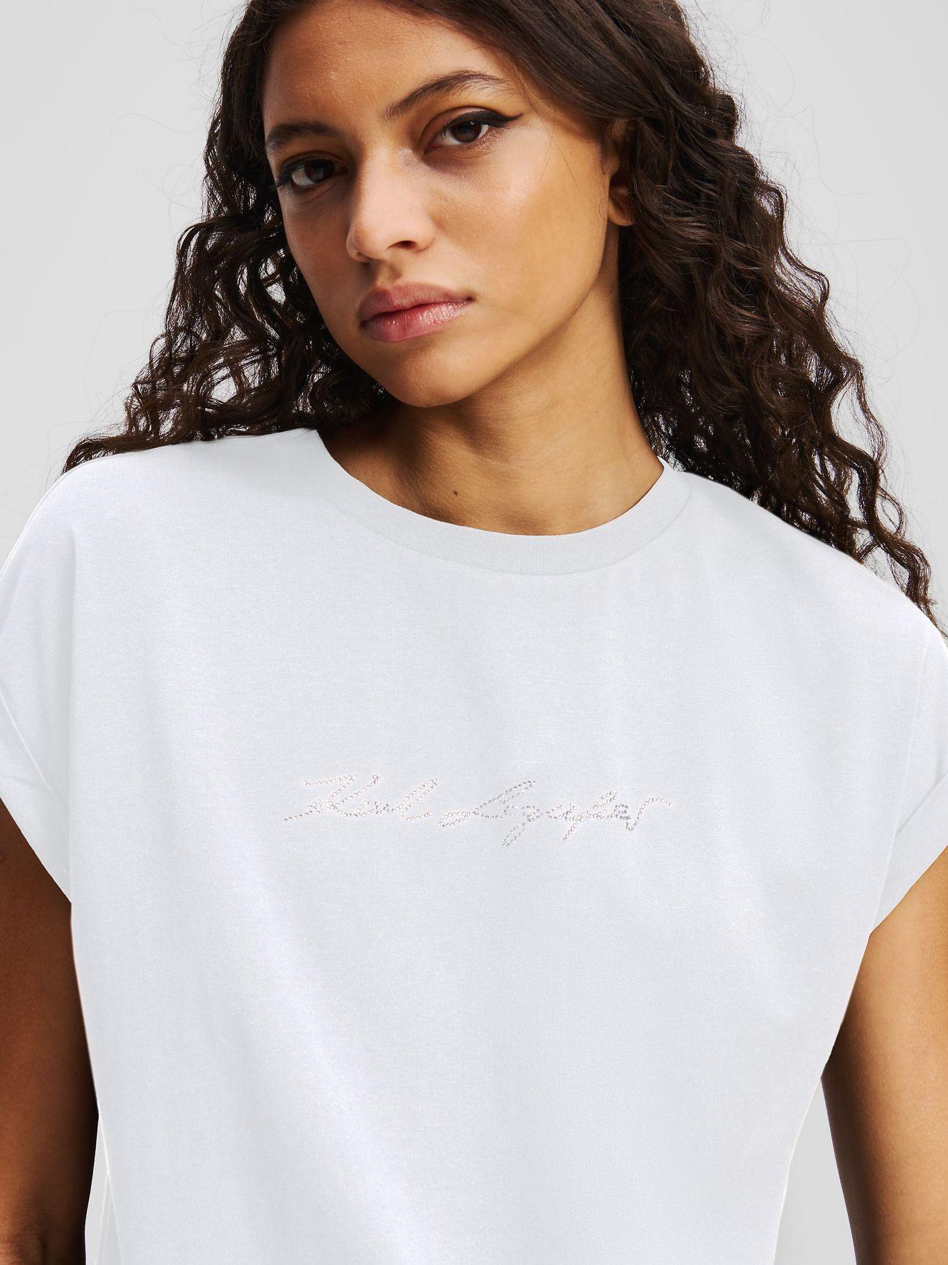 Polera de pedrería KARL signature Blanco Karl Lagerfeld-3