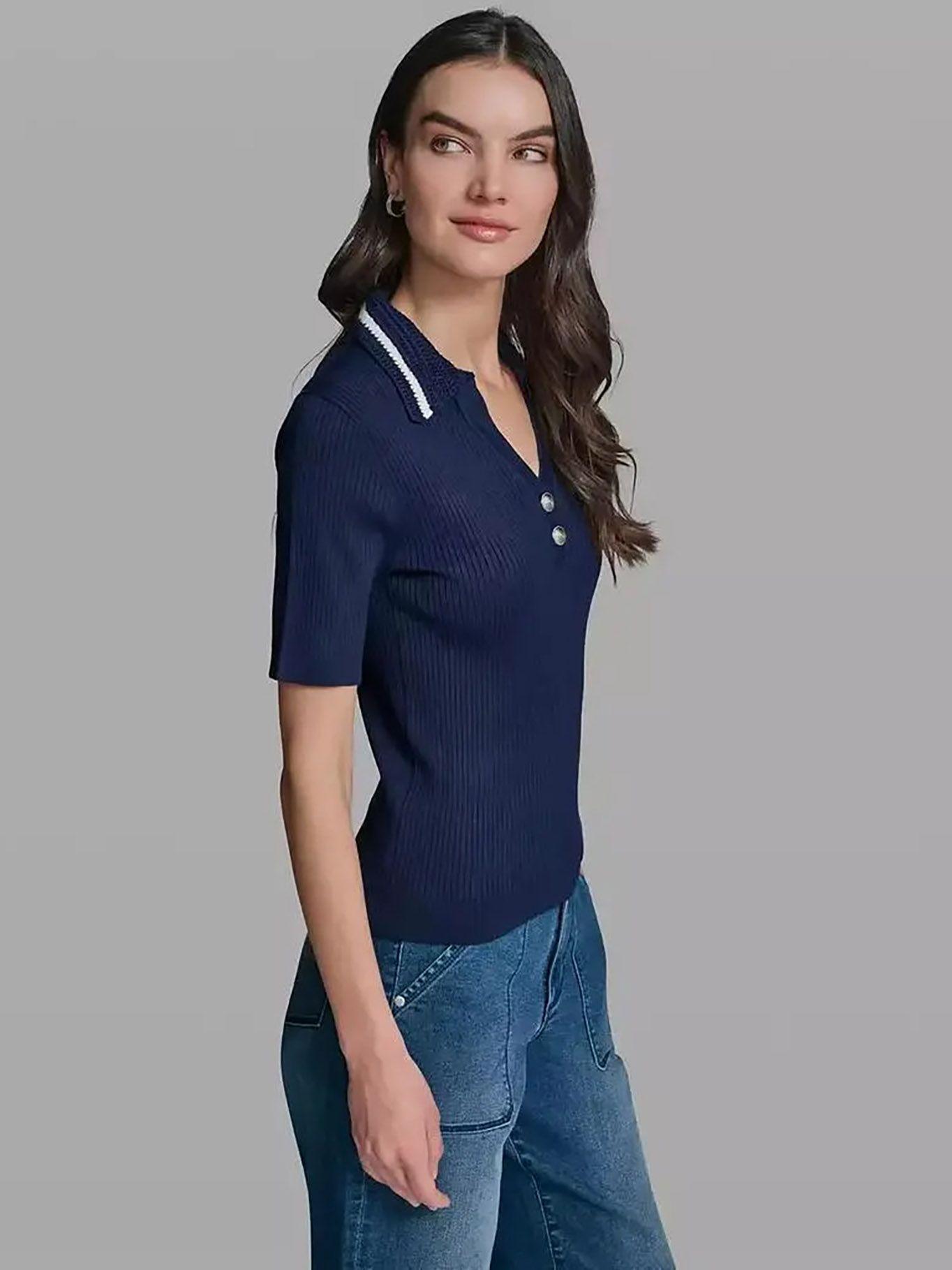 Sweater manga corta  crochet Azul Karl Lagerfeld-3