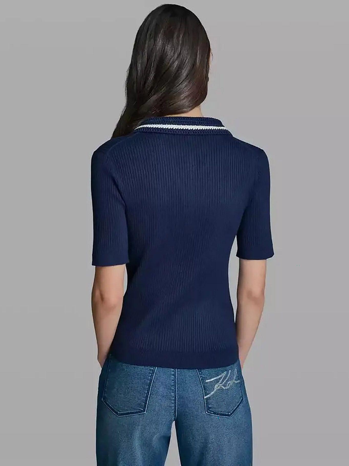 Sweater manga corta  crochet Azul Karl Lagerfeld-4