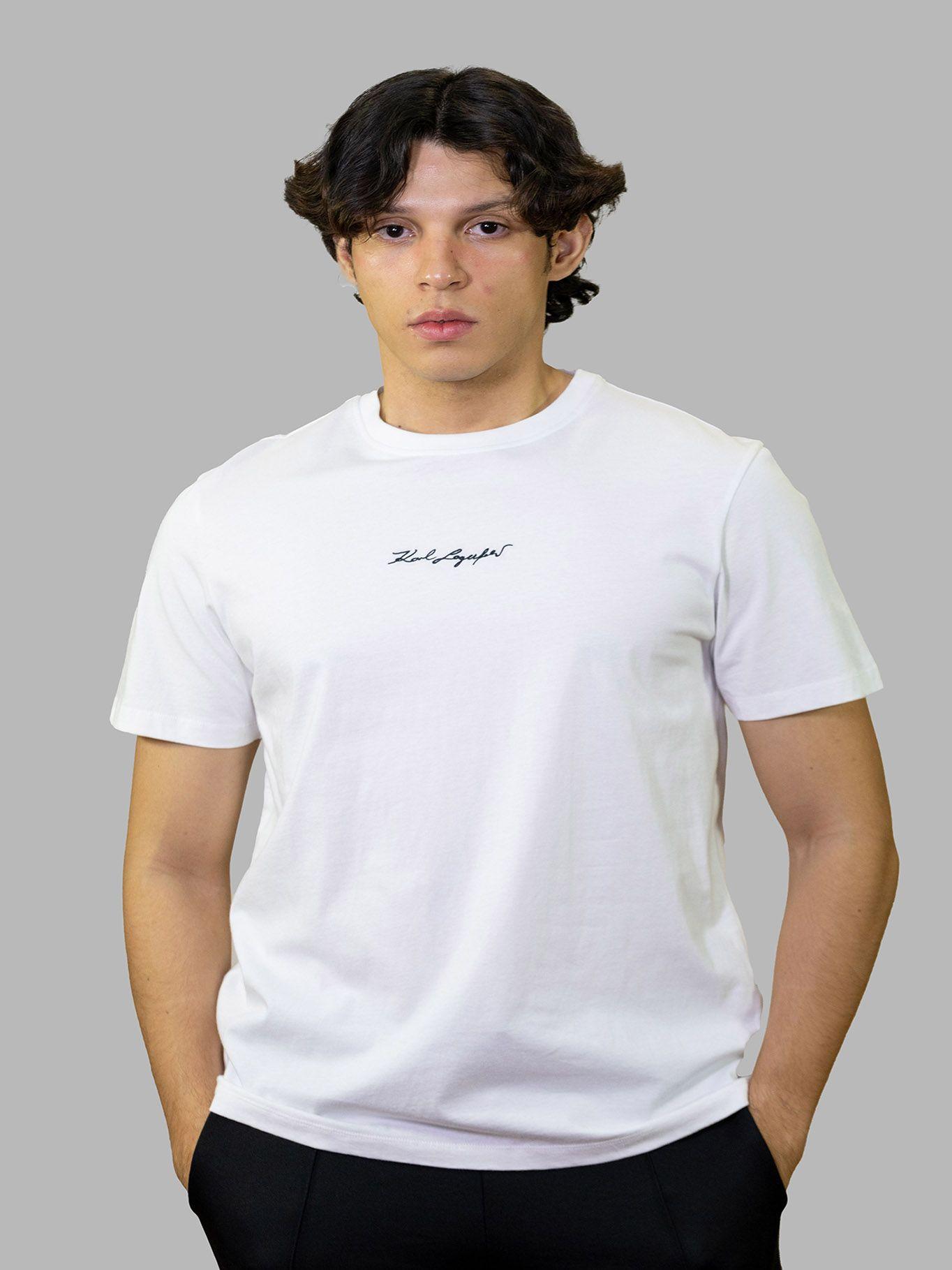 Polera essential de firma bordada Blanco Karl Lagerfeld-0