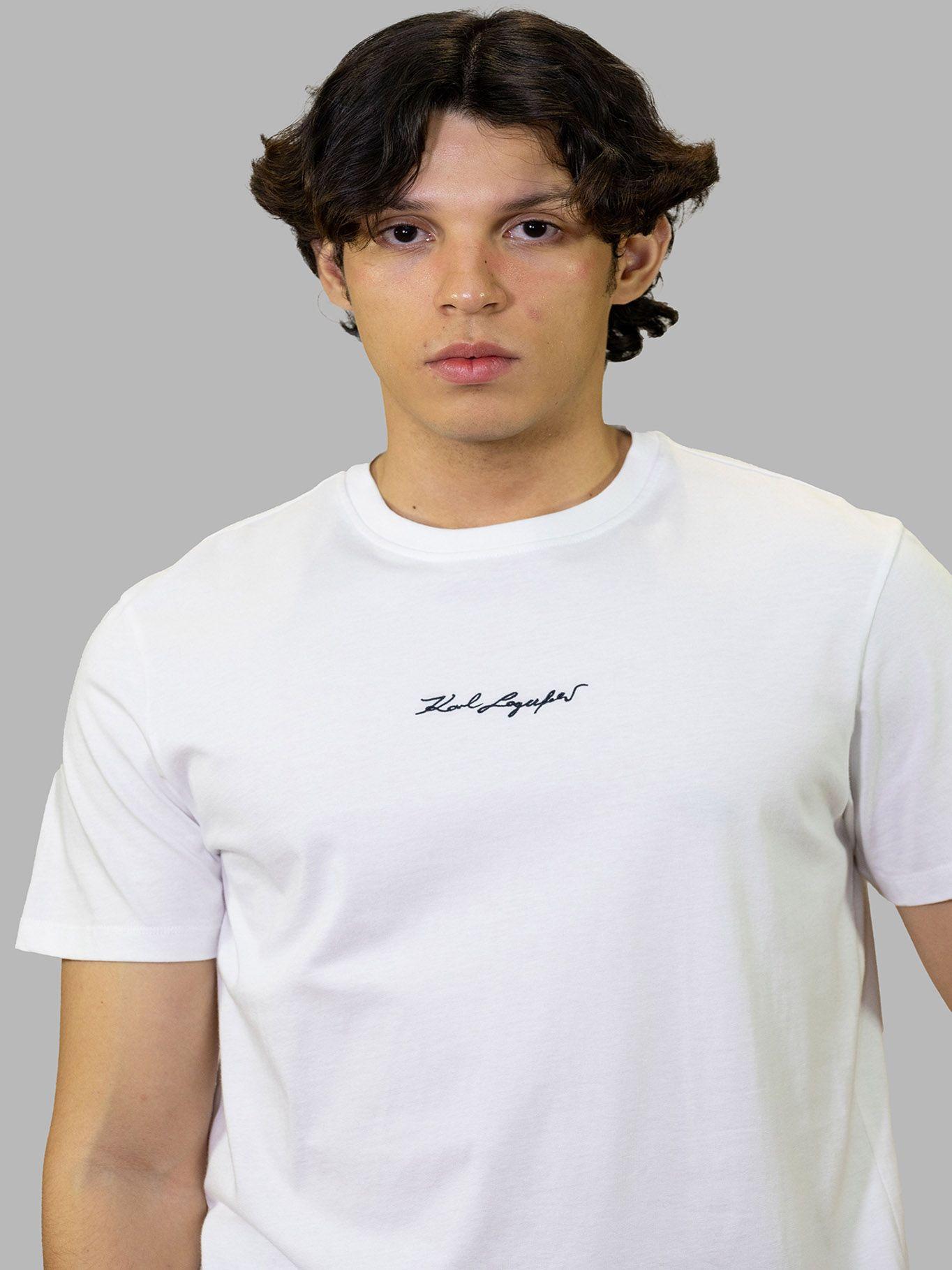 Polera essential de firma bordada Blanco Karl Lagerfeld-2