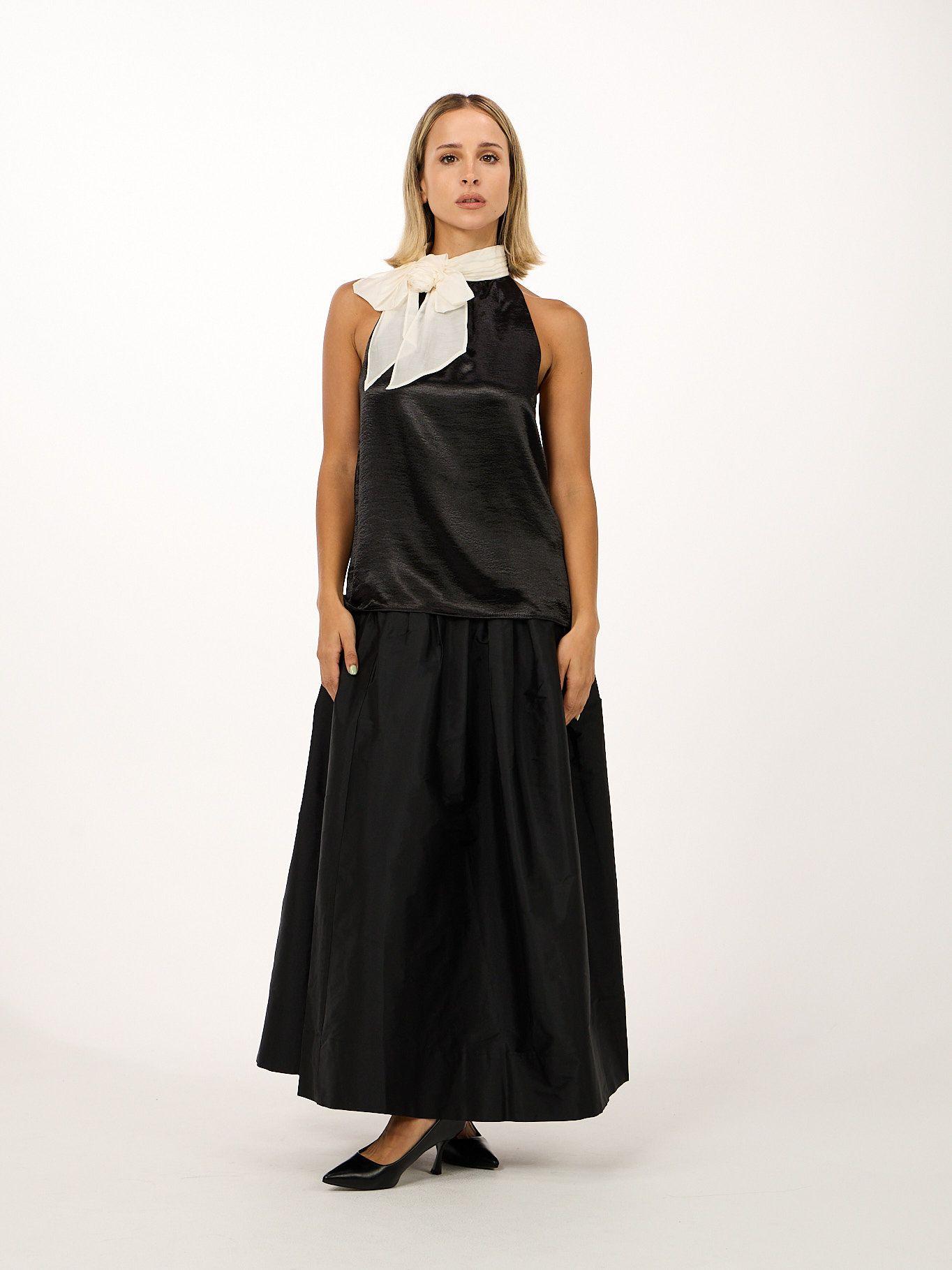 Top con moño integrado en cuello Negro Karl Lagerfeld-1