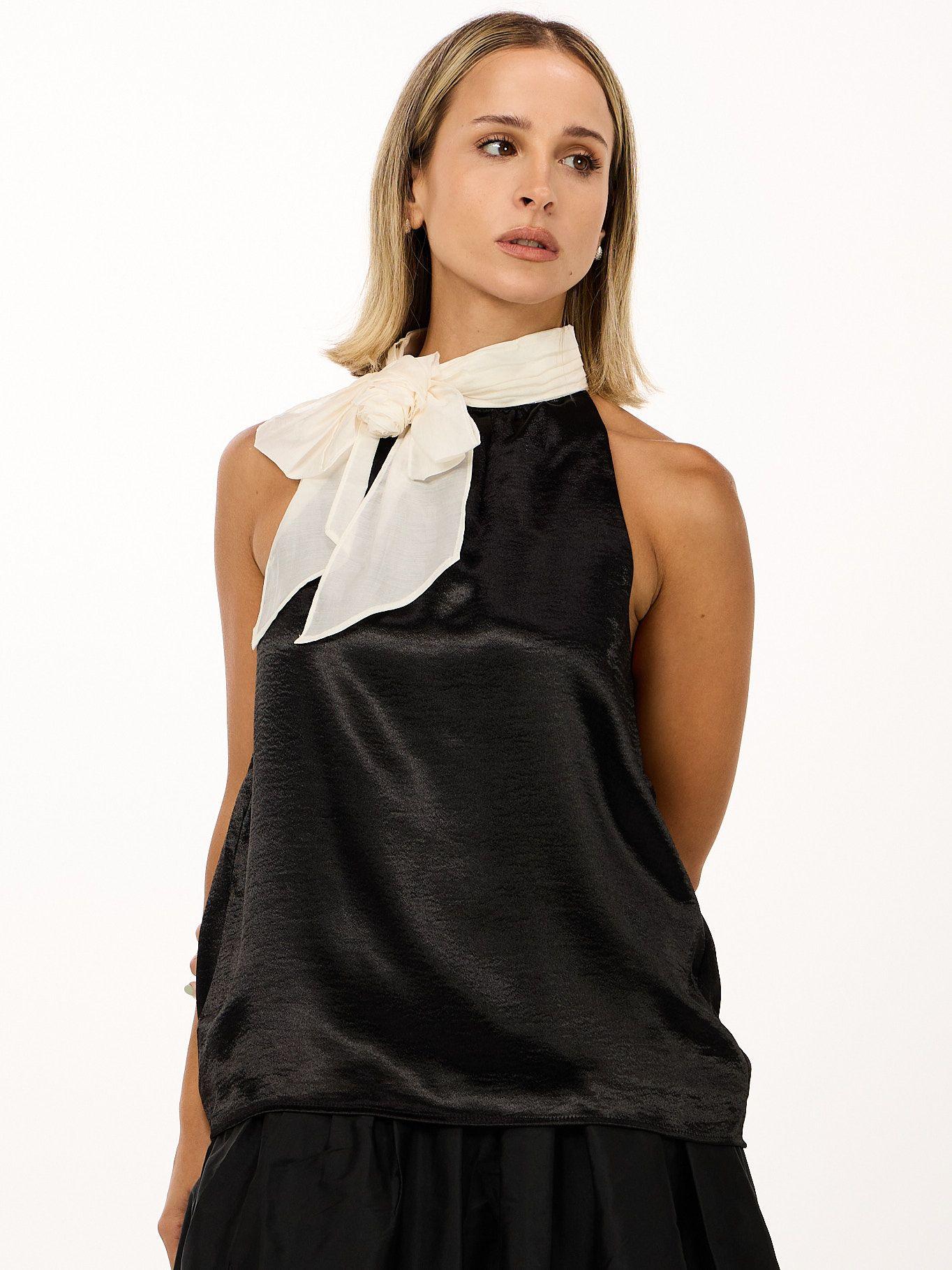 Top con moño integrado en cuello Negro Karl Lagerfeld-4