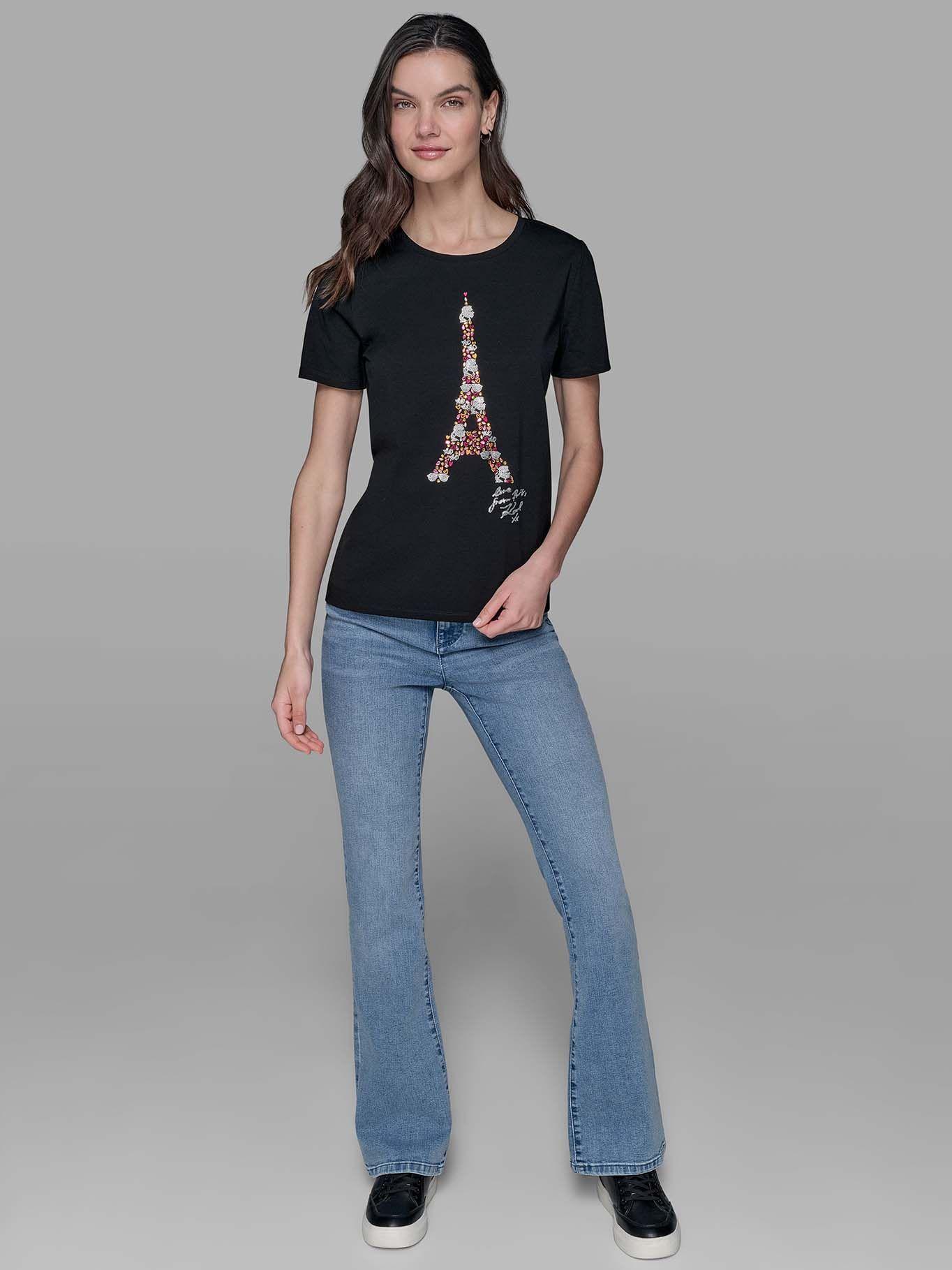 Polera con estampado Torre Eiffel Negro Karl Lagerfeld-1