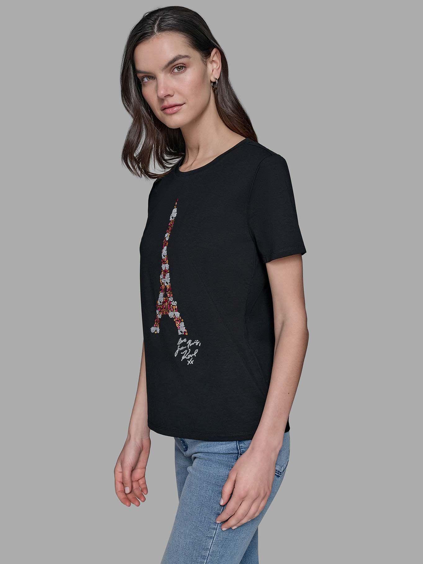 Polera con estampado Torre Eiffel Negro Karl Lagerfeld-3