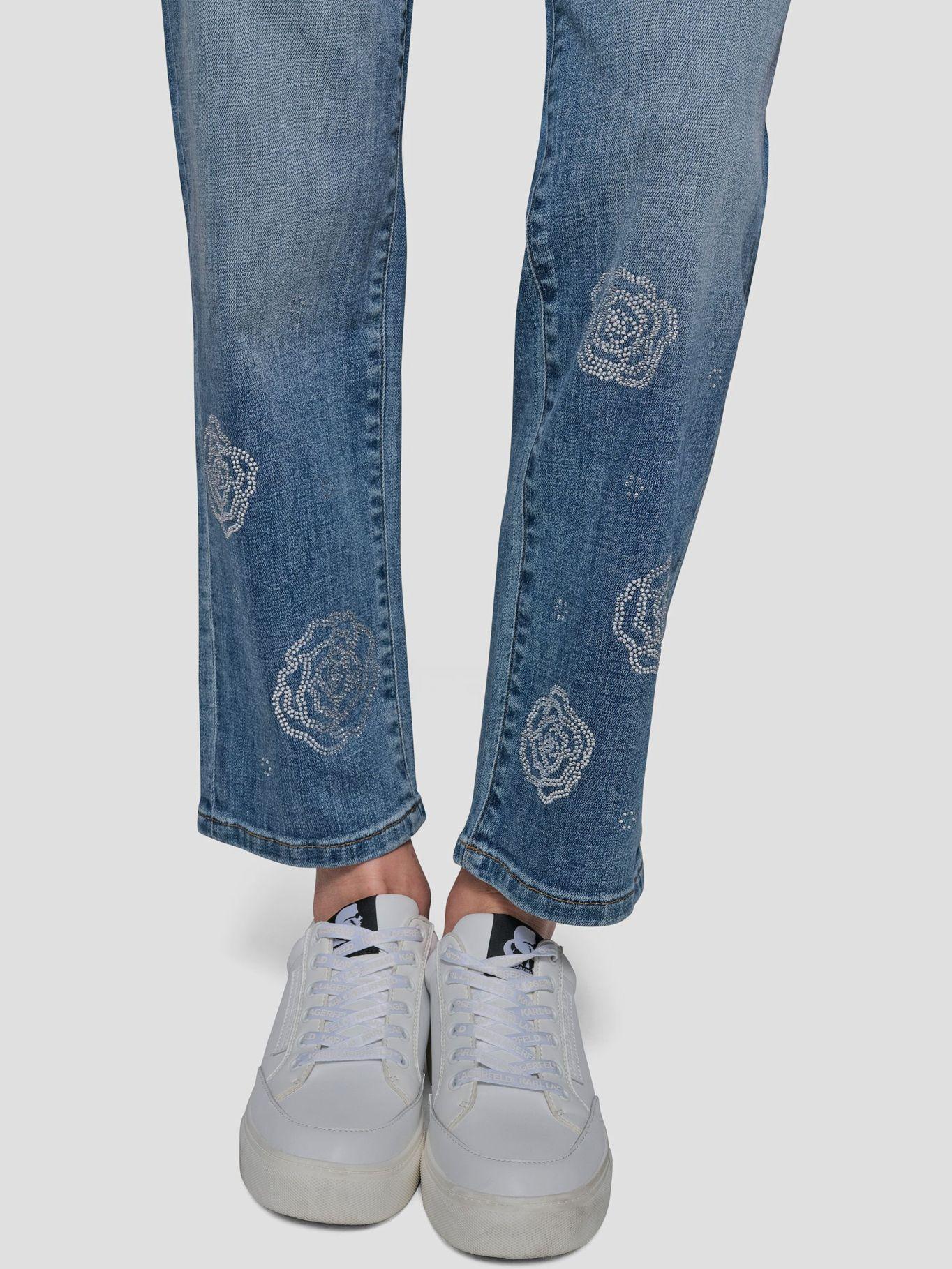 Pantalón denim con motivos florales Azul Karl Lagerfeld-5