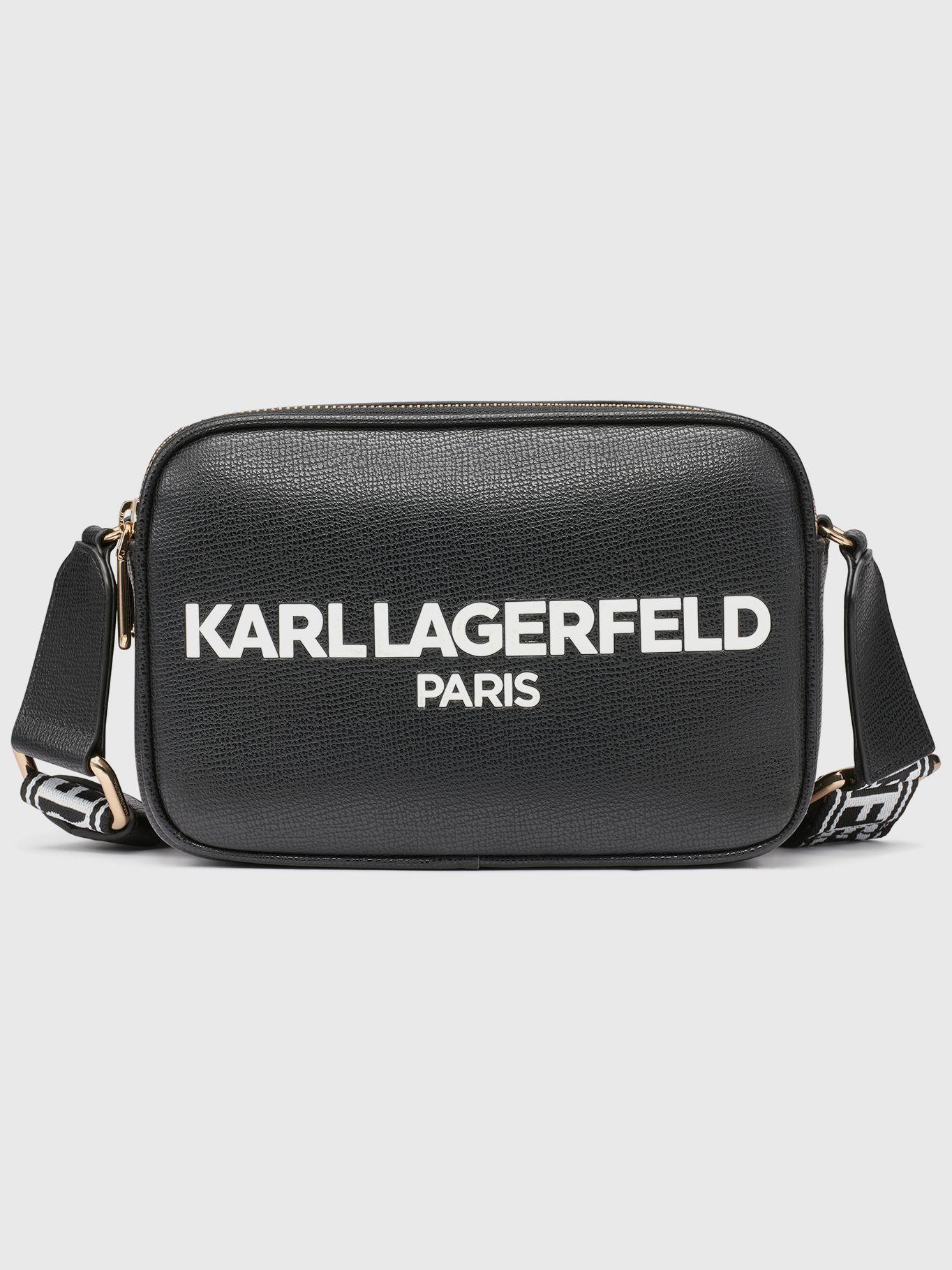 Cartera bandolera con logo en contraste Negro Karl-0