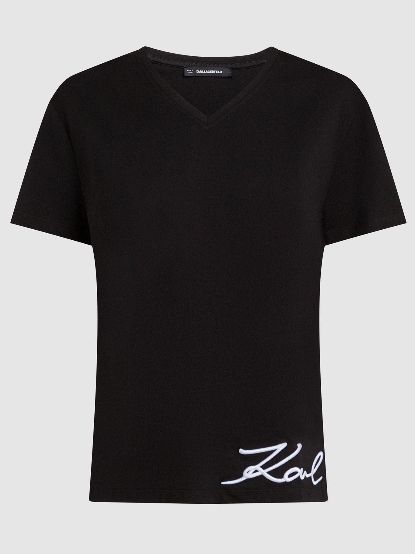 Polera con firma de Karl bordada Negro Karl Lagerfeld-0