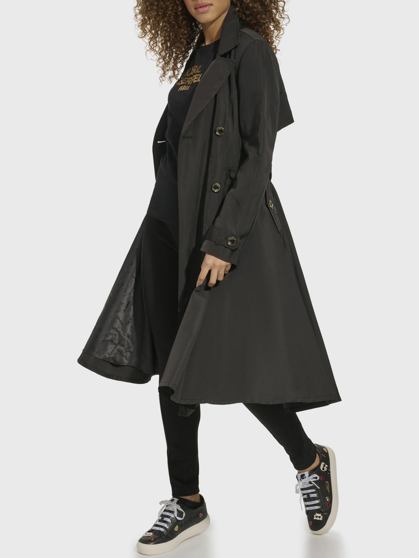 Chaqueta larga con pliegues Negro Karl Lagerfeld-2