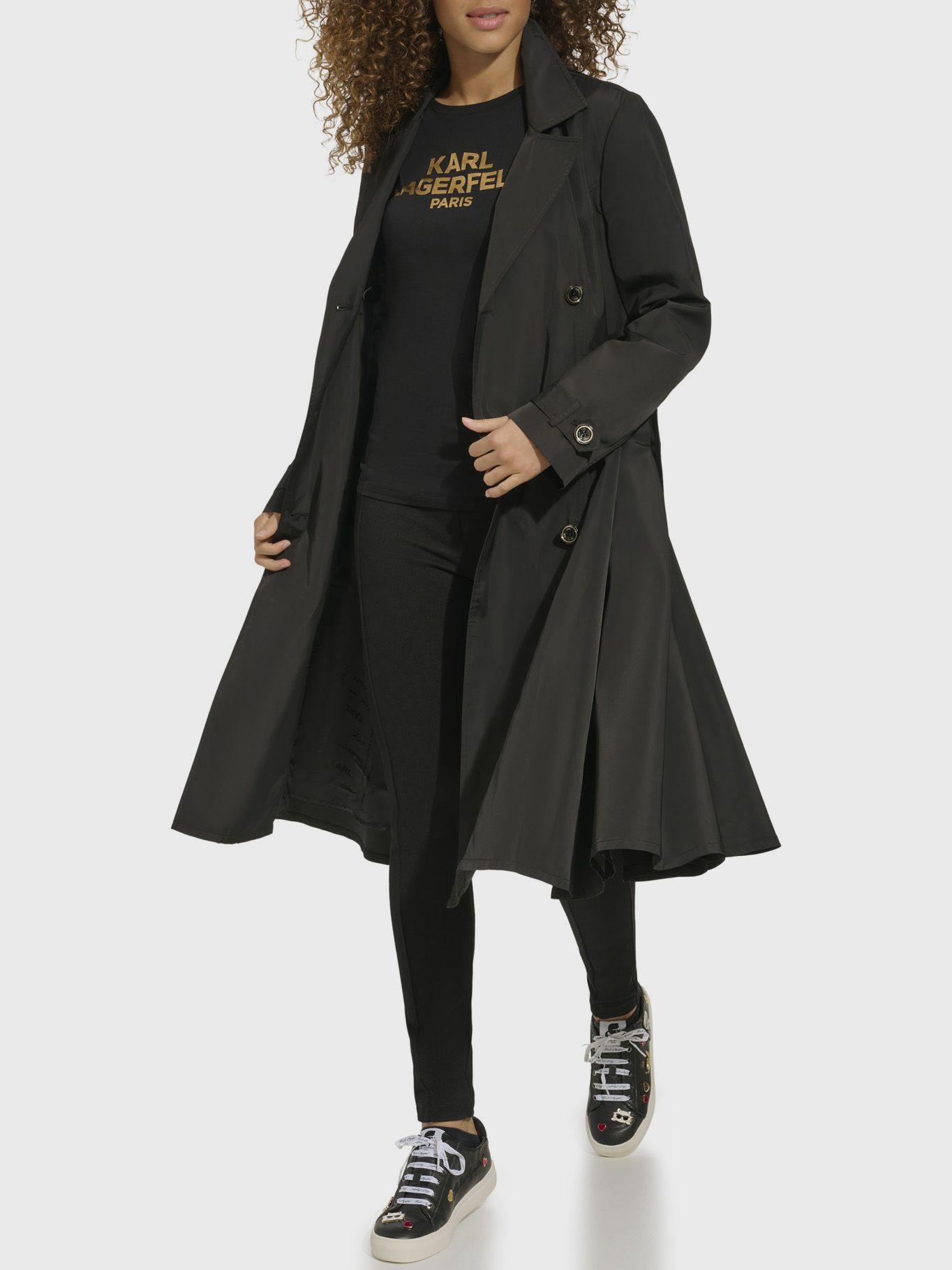 Chaqueta larga con pliegues Negro Karl Lagerfeld-4