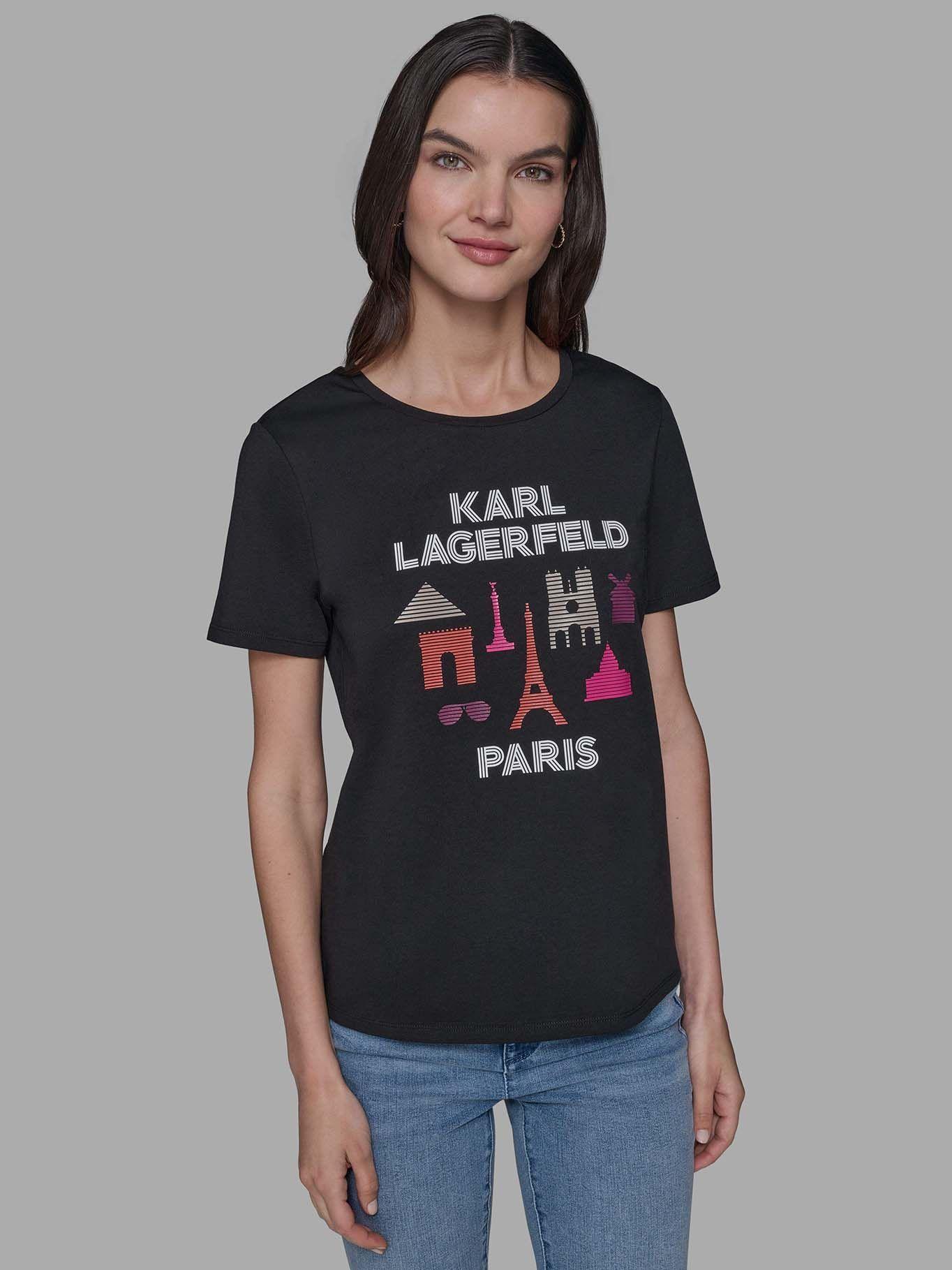 Polera con estampado gráfico Paris Negro Karl Lagerfeld-0