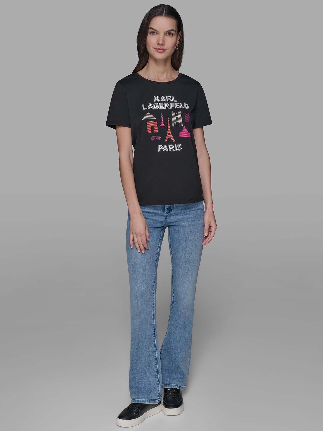 Polera con estampado gráfico Paris Negro Karl Lagerfeld-1