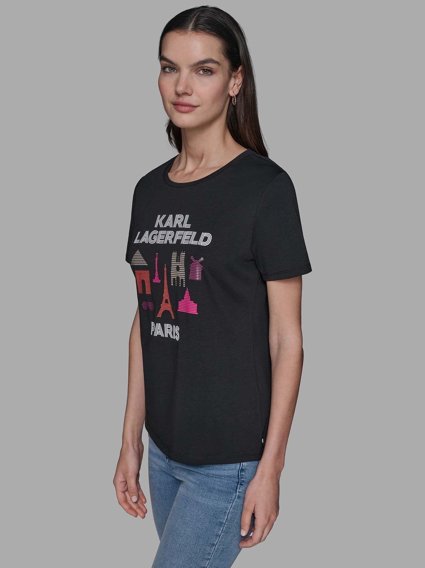 Polera con estampado gráfico Paris Negro Karl Lagerfeld-3