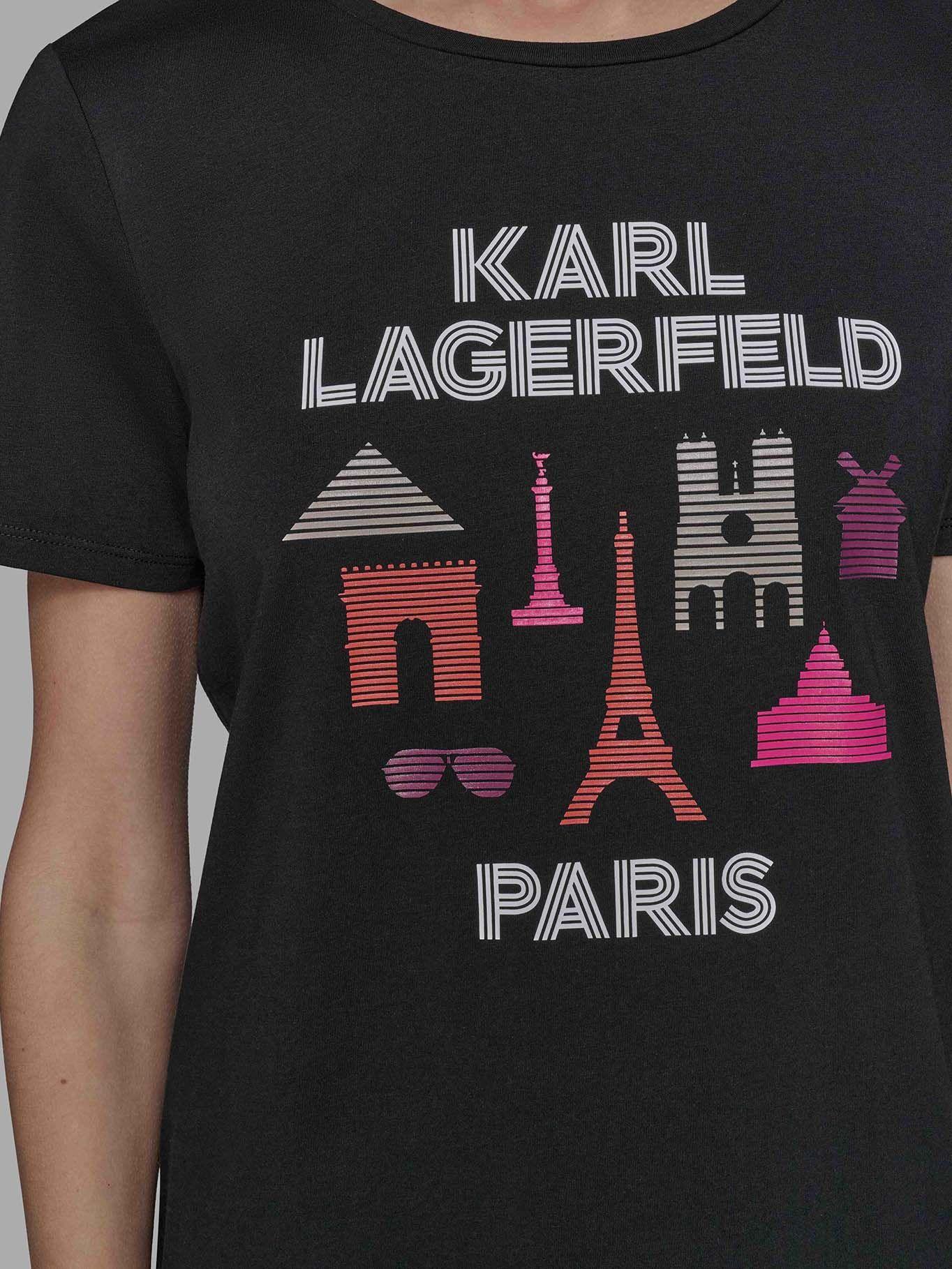 Polera con estampado gráfico Paris Negro Karl Lagerfeld-4