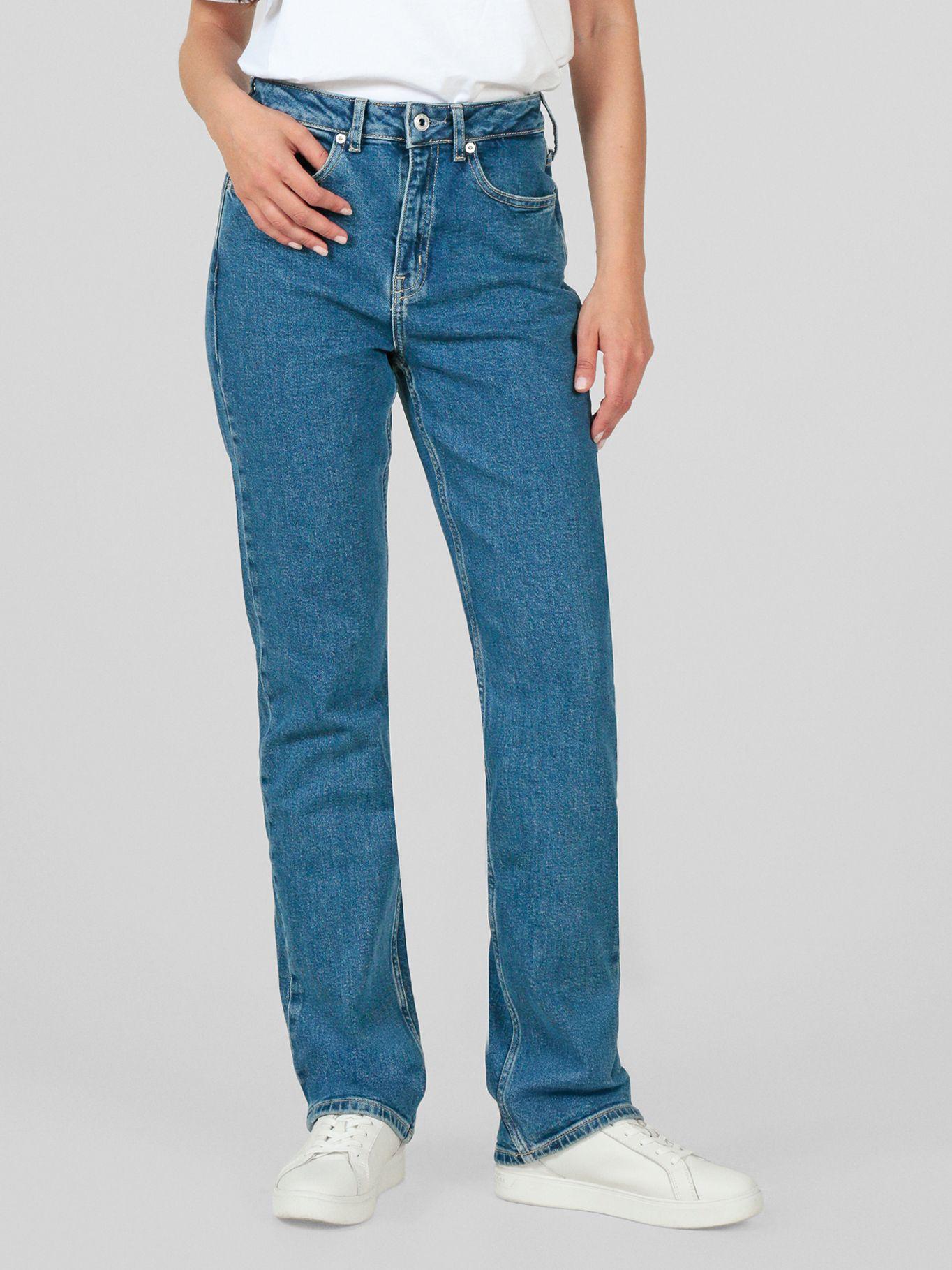 Jeans straight de talle alto Azul Karl Lagerfeld-0