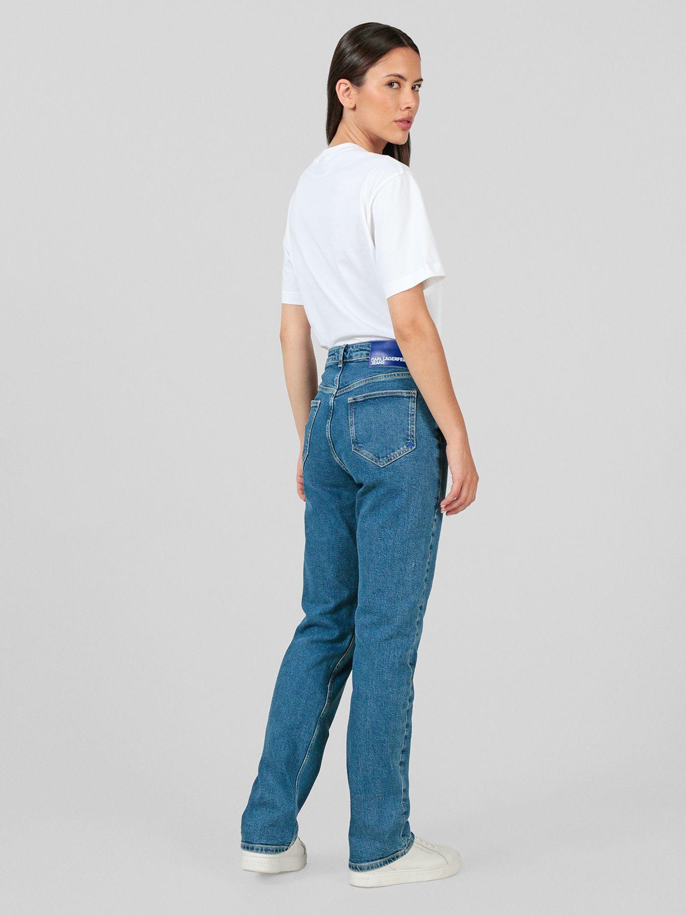 Jeans straight de talle alto Azul Karl Lagerfeld-3