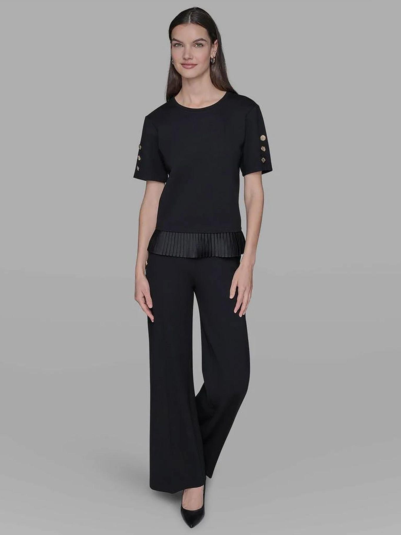 Top detalle plisado en el bajo Negro Karl Lagerfeld-1