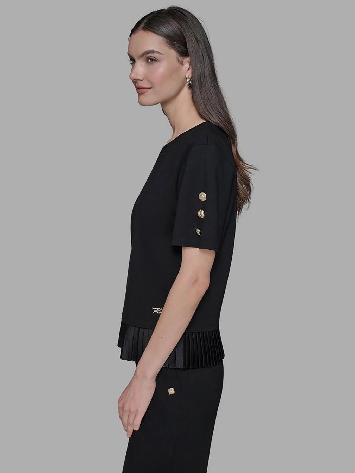 Top detalle plisado en el bajo Negro Karl Lagerfeld-3