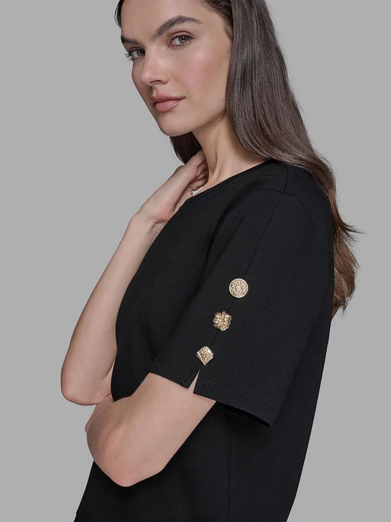 Top detalle plisado en el bajo Negro Karl Lagerfeld-4