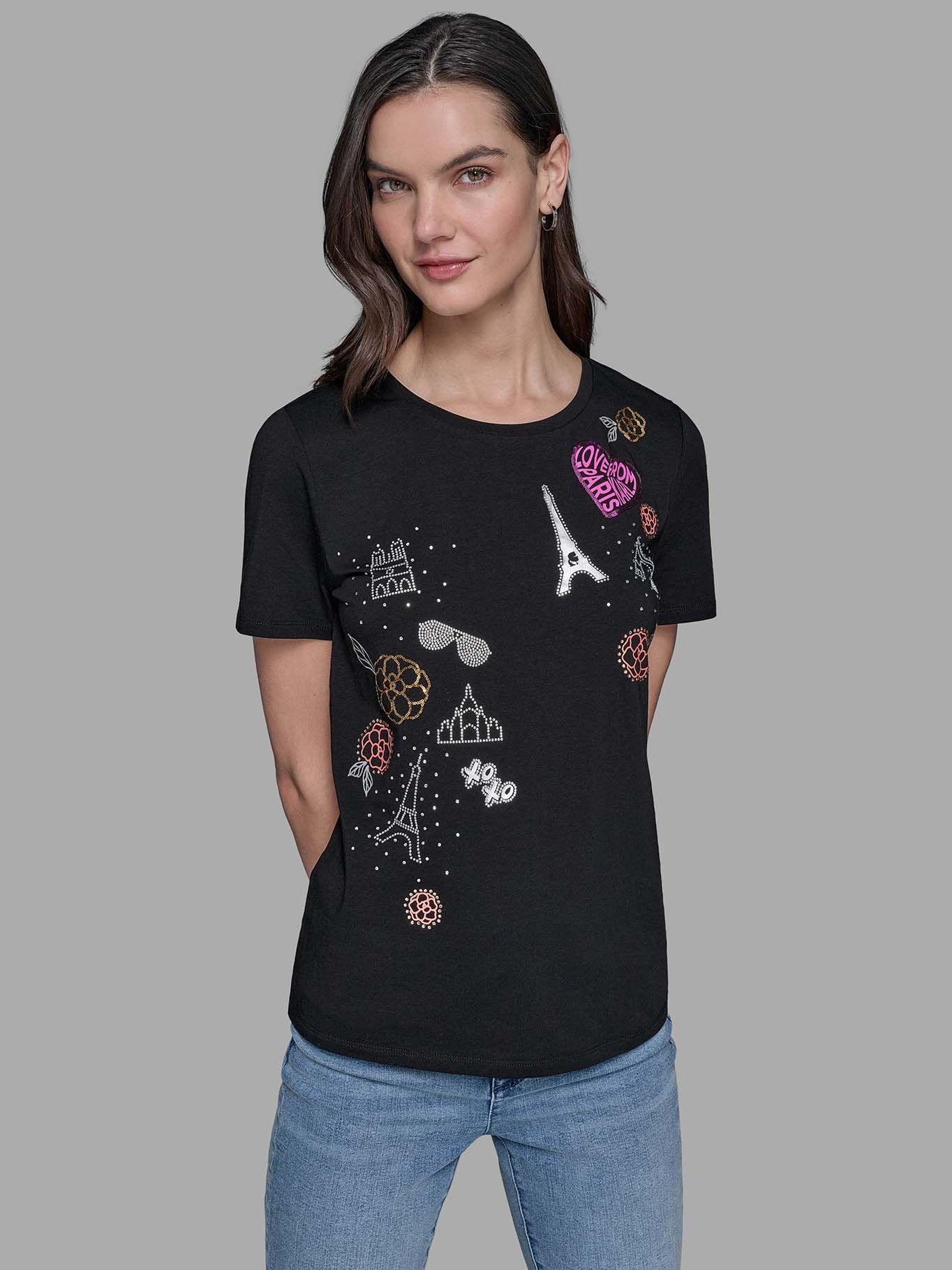 Polera apliques distintivos Paris Negro Karl Lagerfeld-0