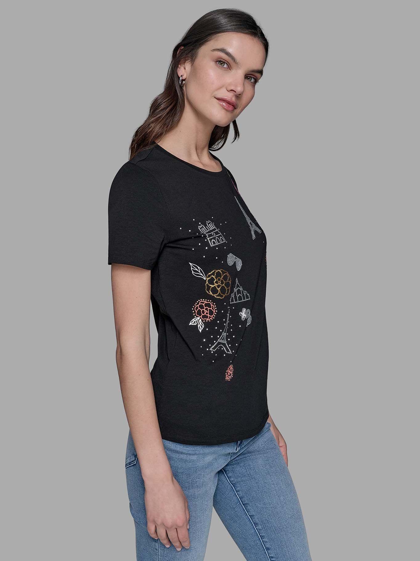 Polera apliques distintivos Paris Negro Karl Lagerfeld-3