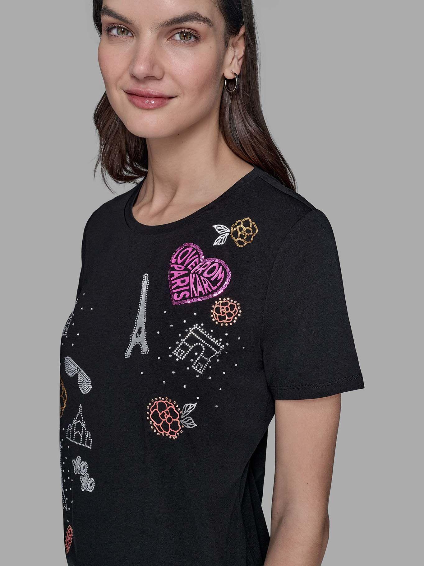 Polera apliques distintivos Paris Negro Karl Lagerfeld-4