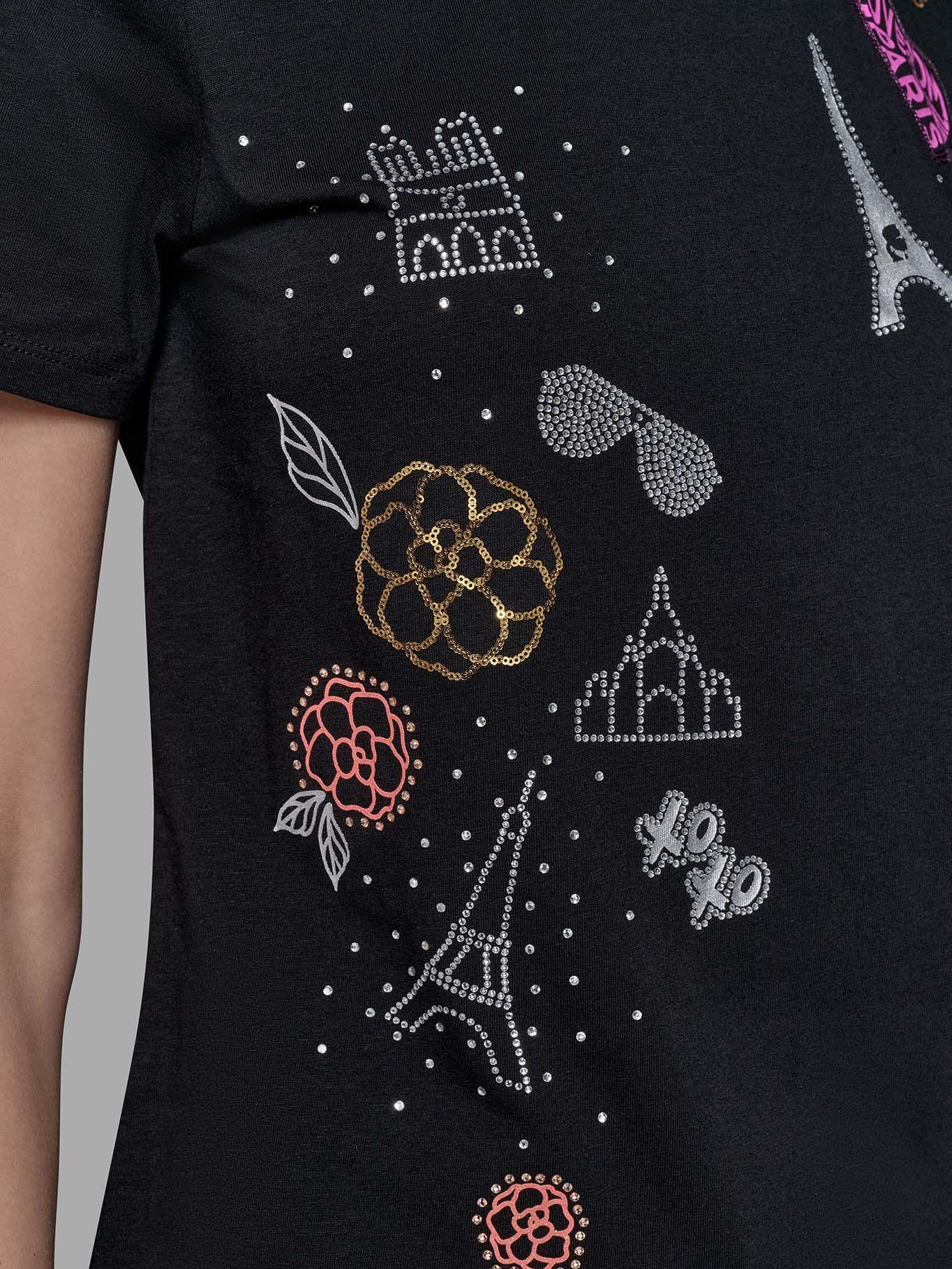 Polera apliques distintivos Paris Negro Karl Lagerfeld-5