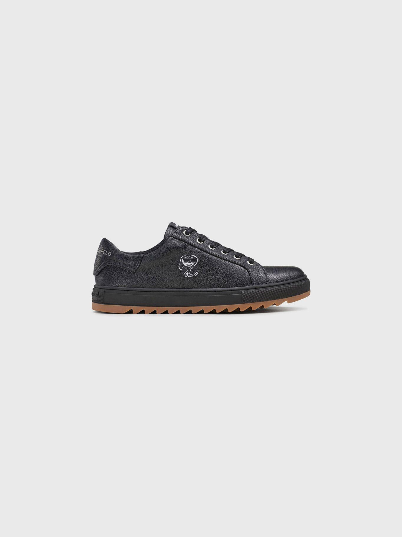Zapatillas de cuero con parche Negro-2
