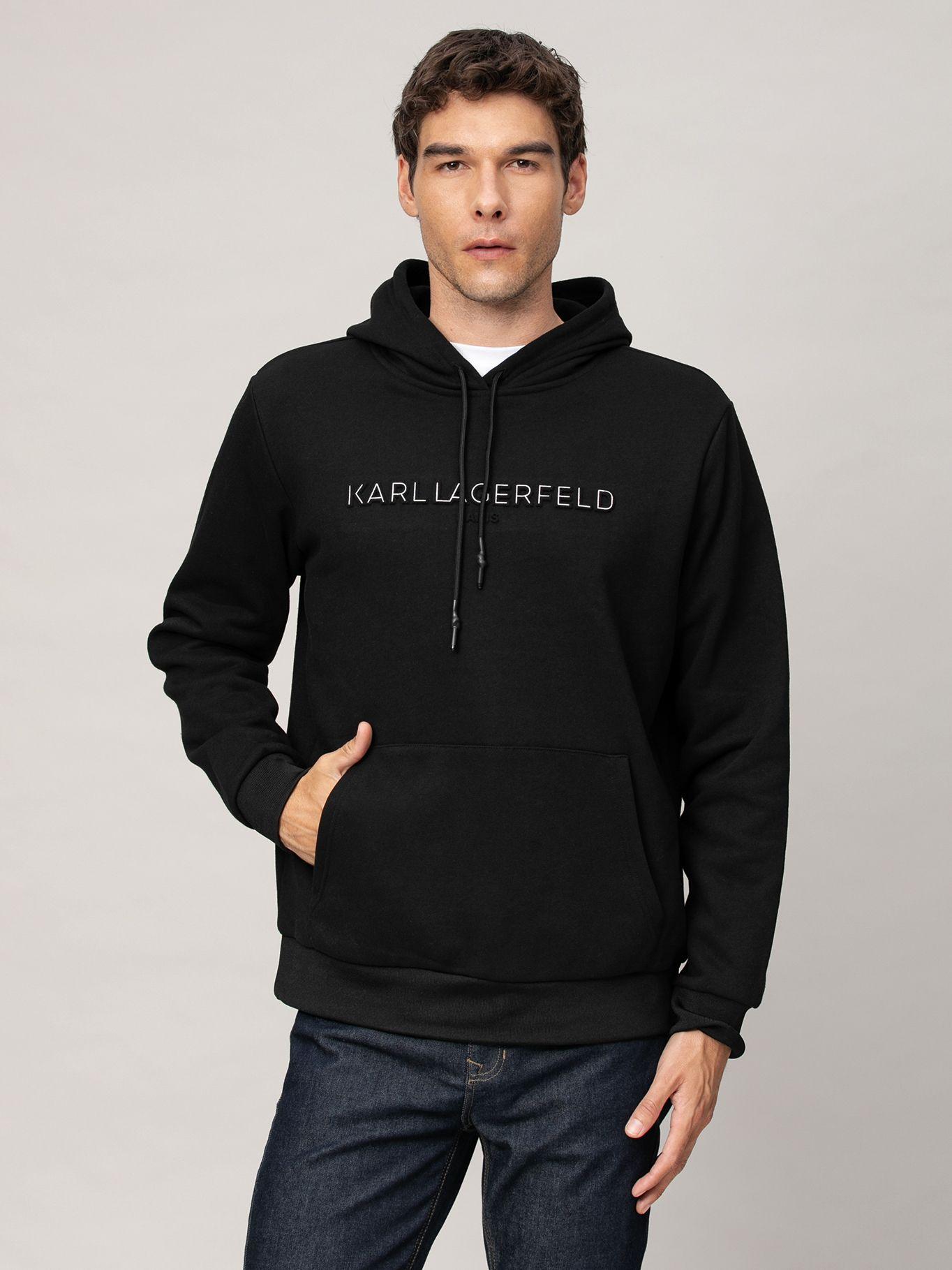 Polerón con gorro y gráfico de logo clásico Negro Karl-0