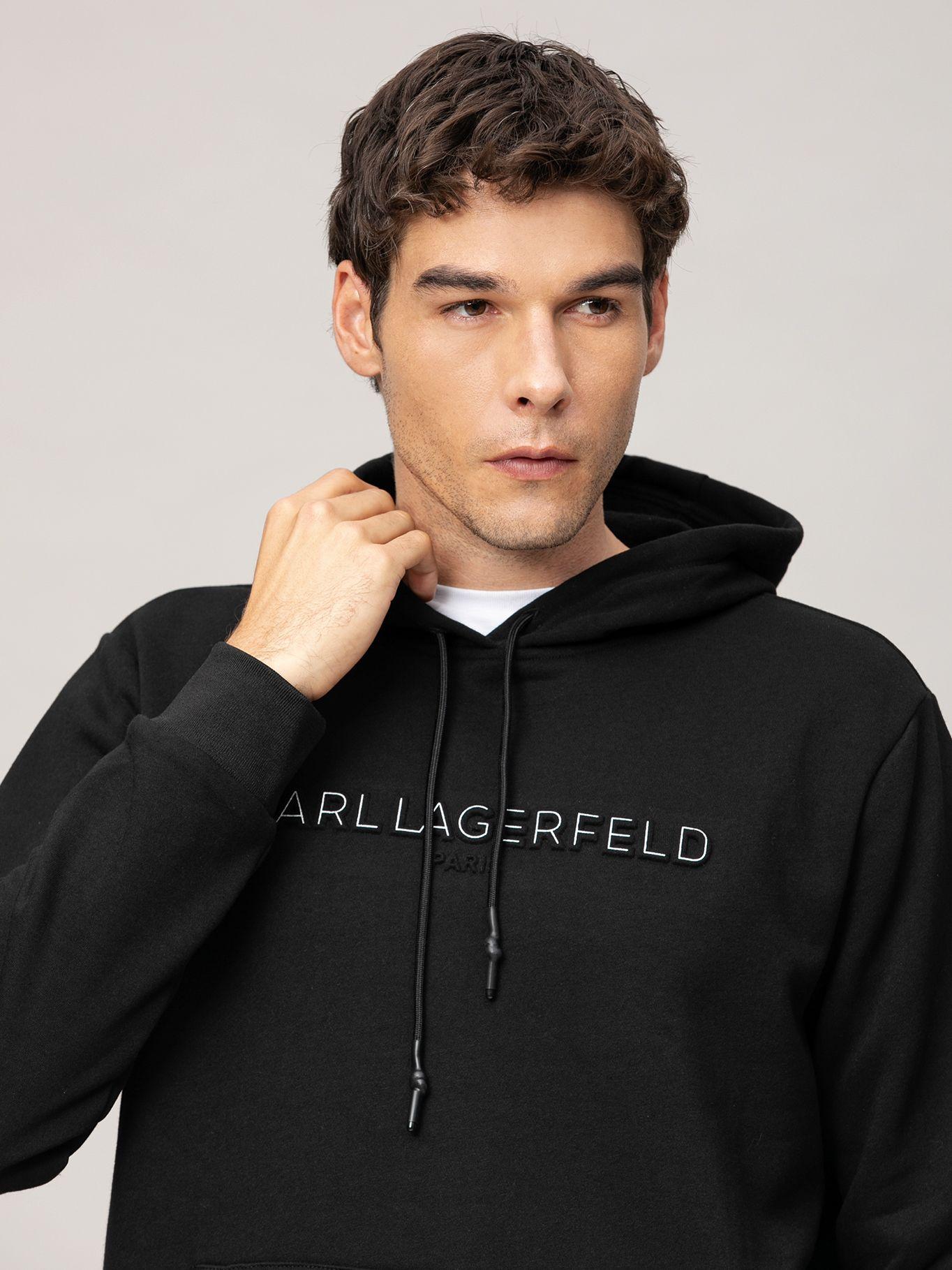 Polerón con gorro y gráfico de logo clásico Negro Karl-3