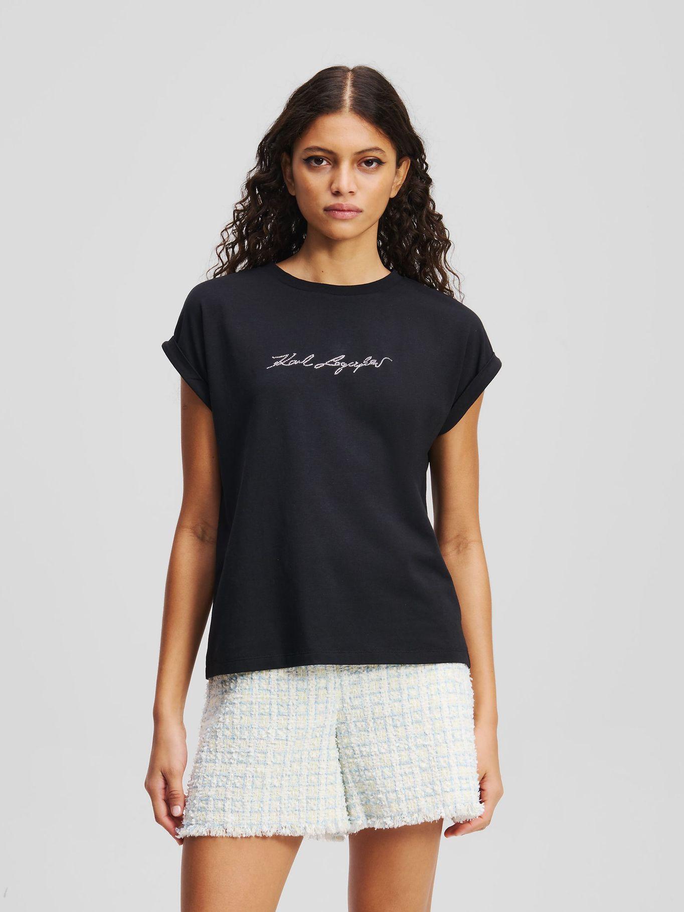 Polera con pedrería KARL signature Negro Karl Lagerfeld-0