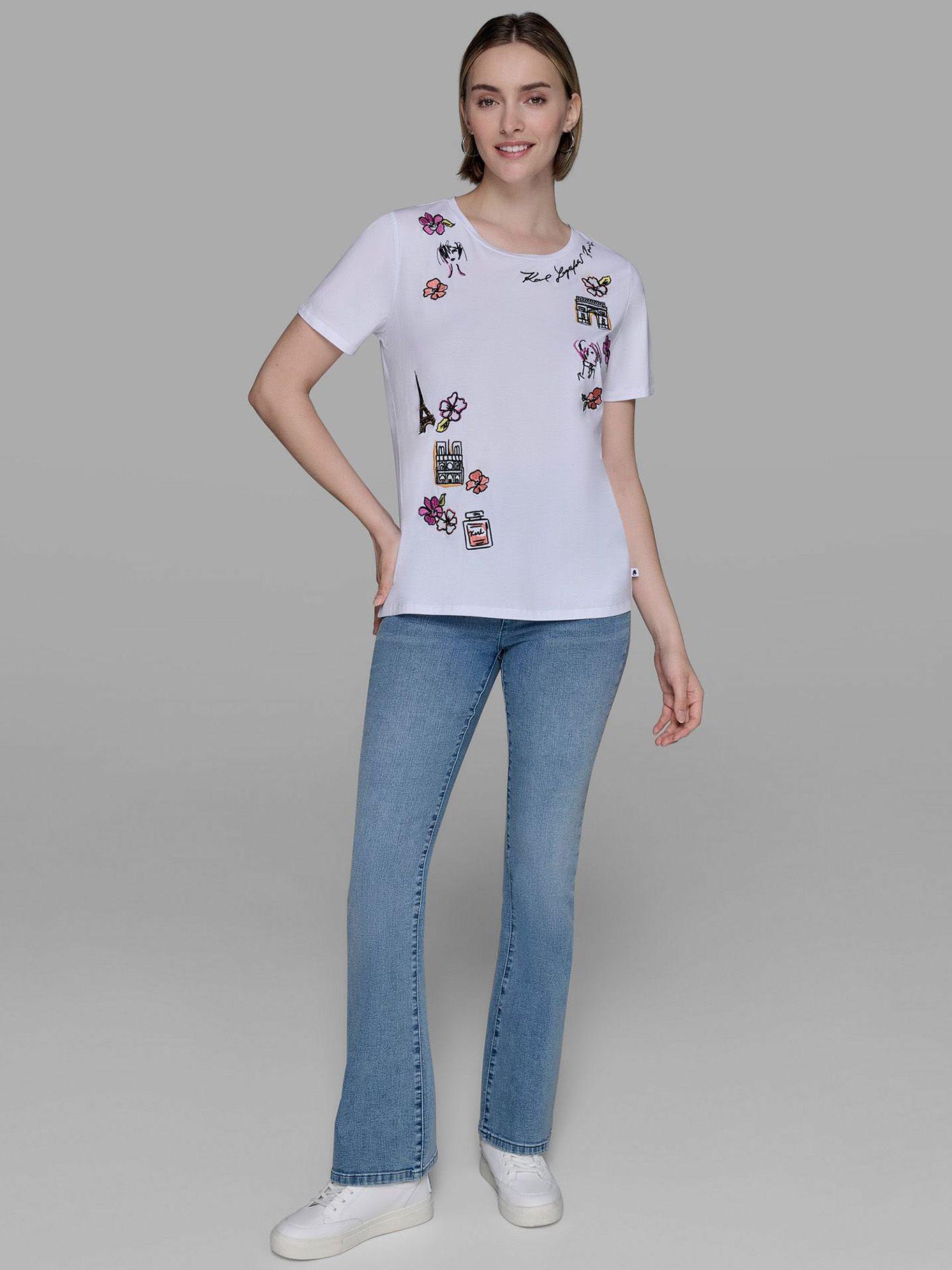 Polera con bordados gráficos Blanco Karl Lagerfeld-1