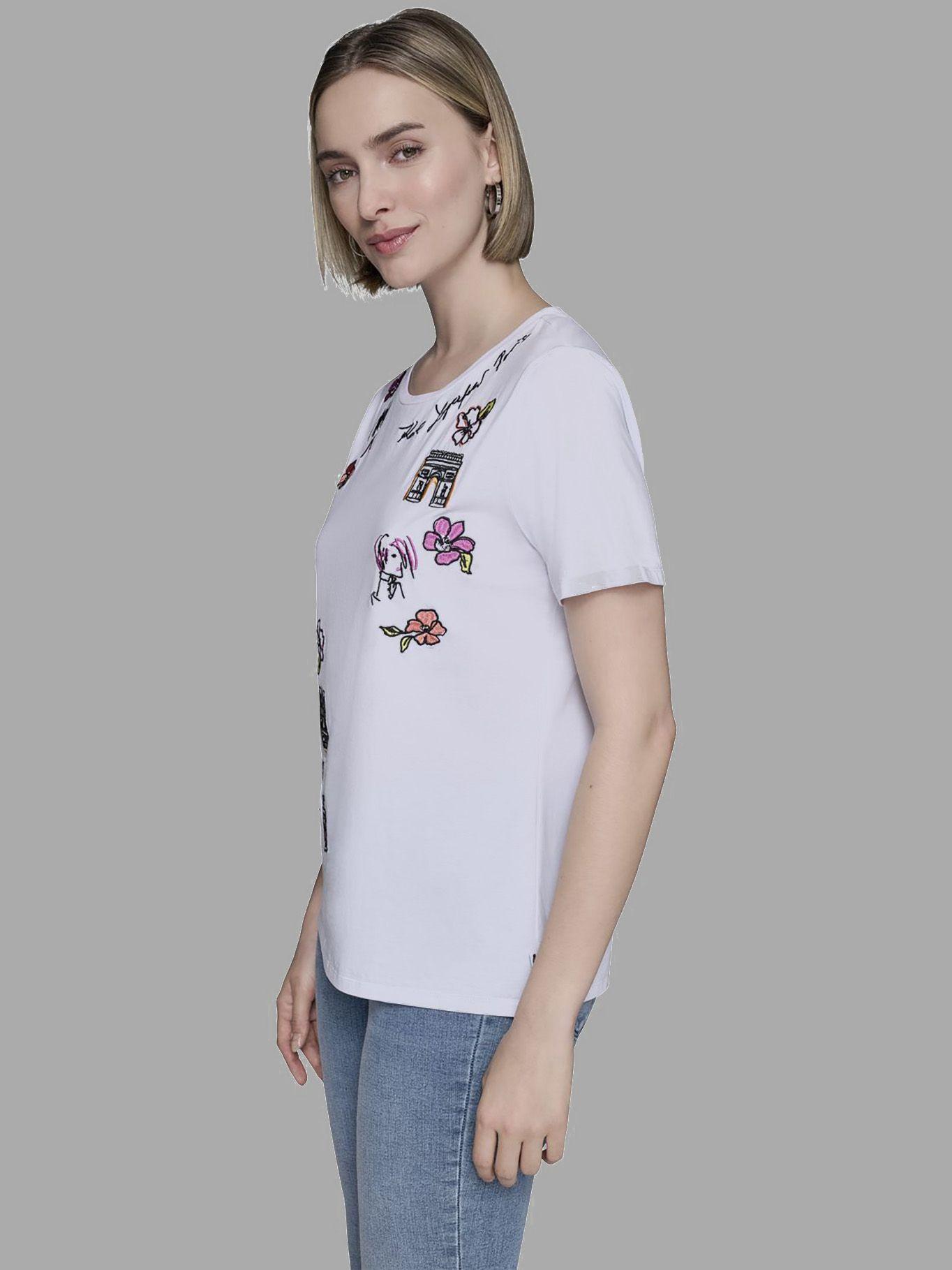 Polera con bordados gráficos Blanco Karl Lagerfeld-3