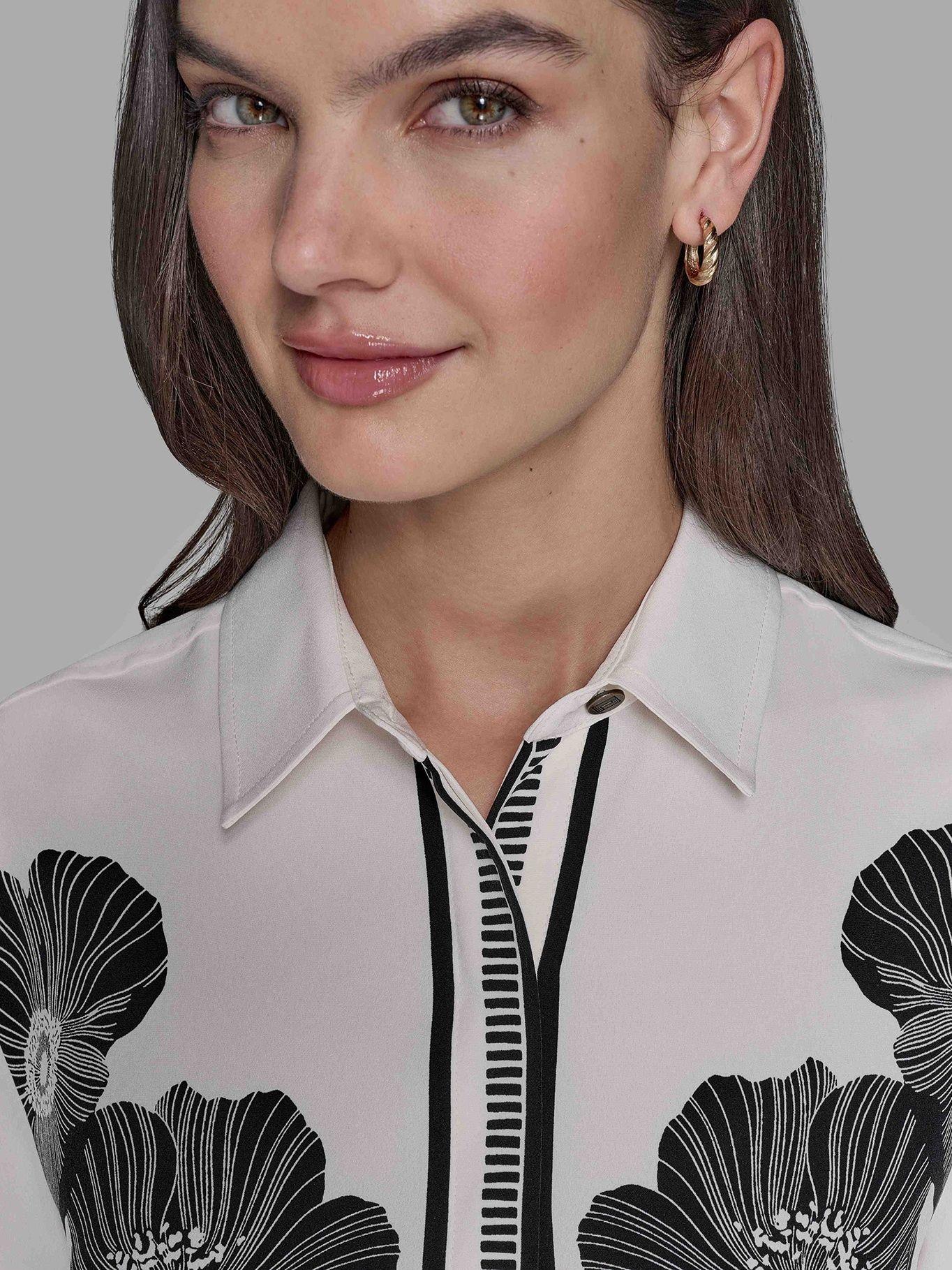 Camisa manga corta floral Blanco Karl Lagerfeld-4