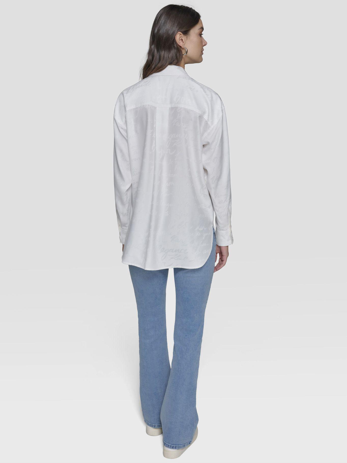 Camisa overzise con estampado tonal Blanco-2