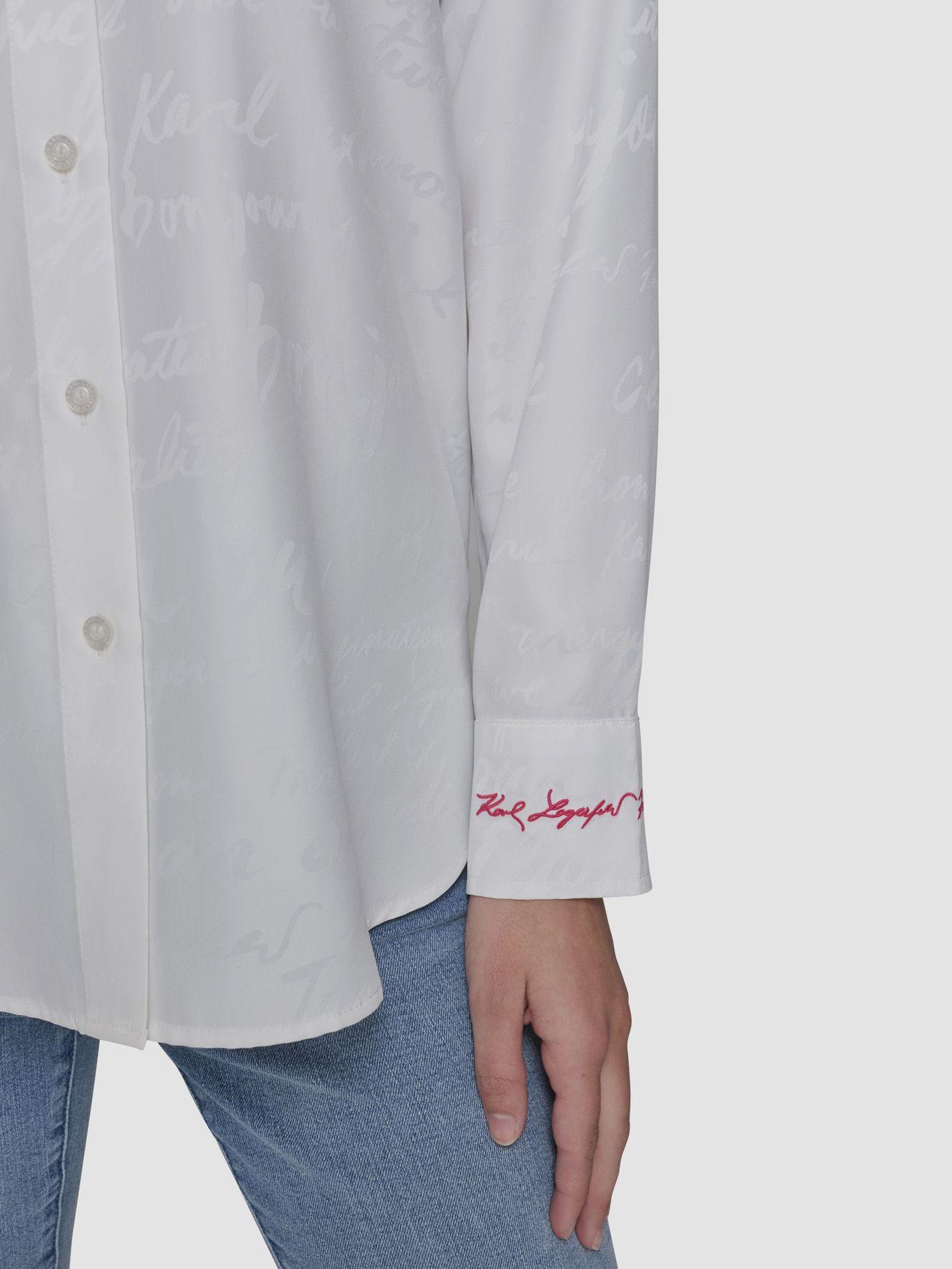 Camisa overzise con estampado tonal Blanco-4