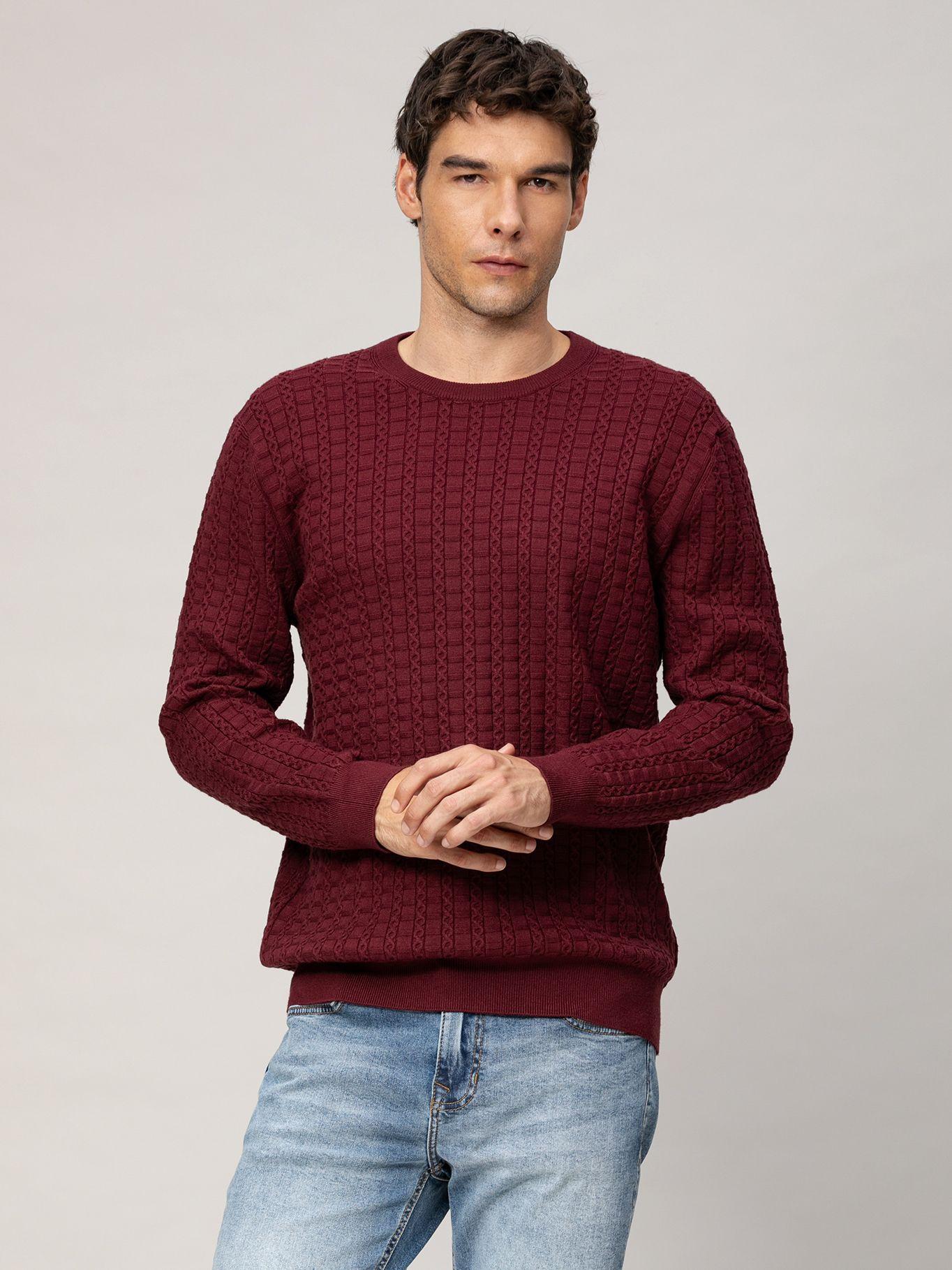 Sweater con tejido de patrón de cable Burdeo Karl-0
