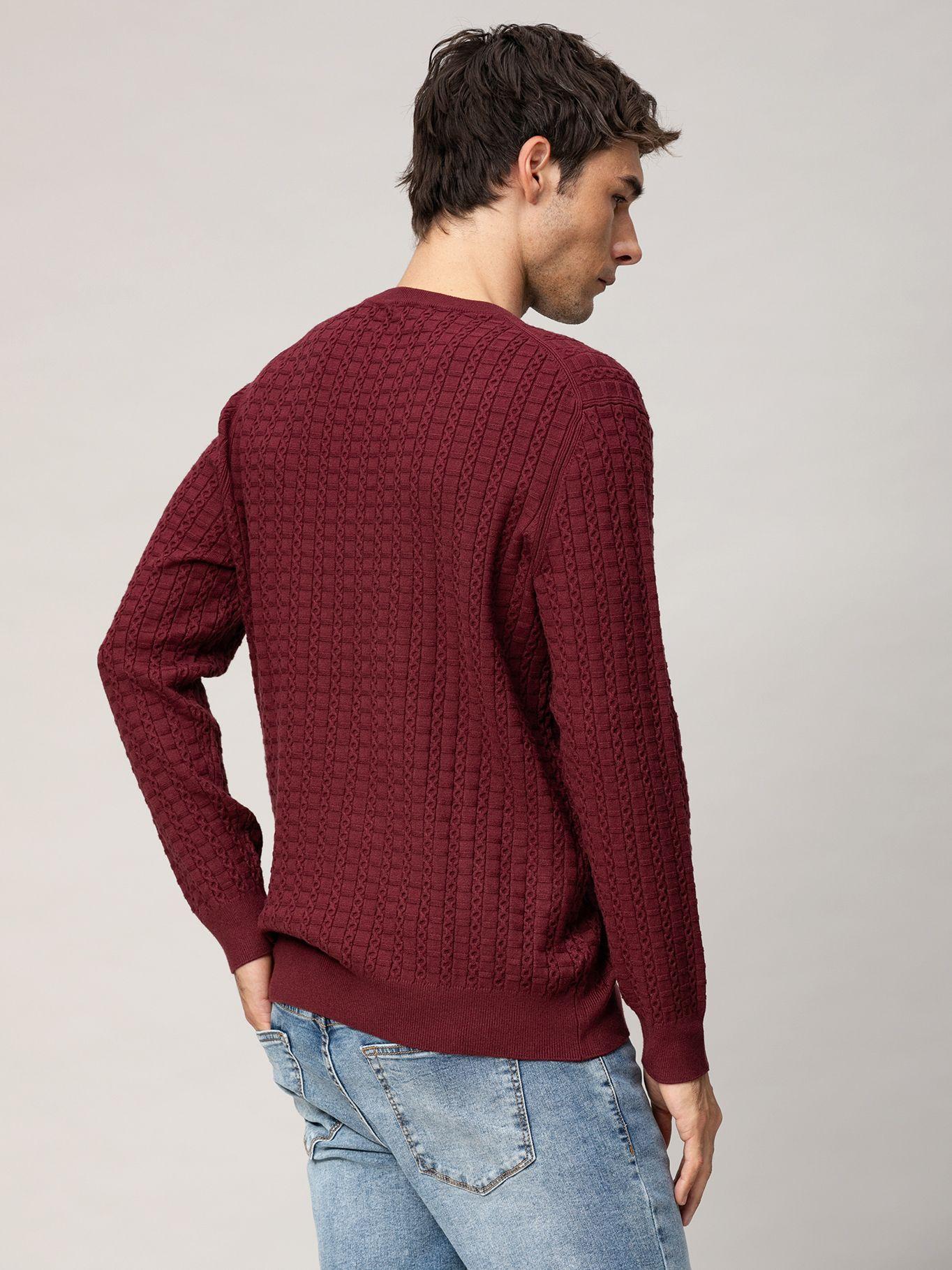 Sweater con tejido de patrón de cable Burdeo Karl-2