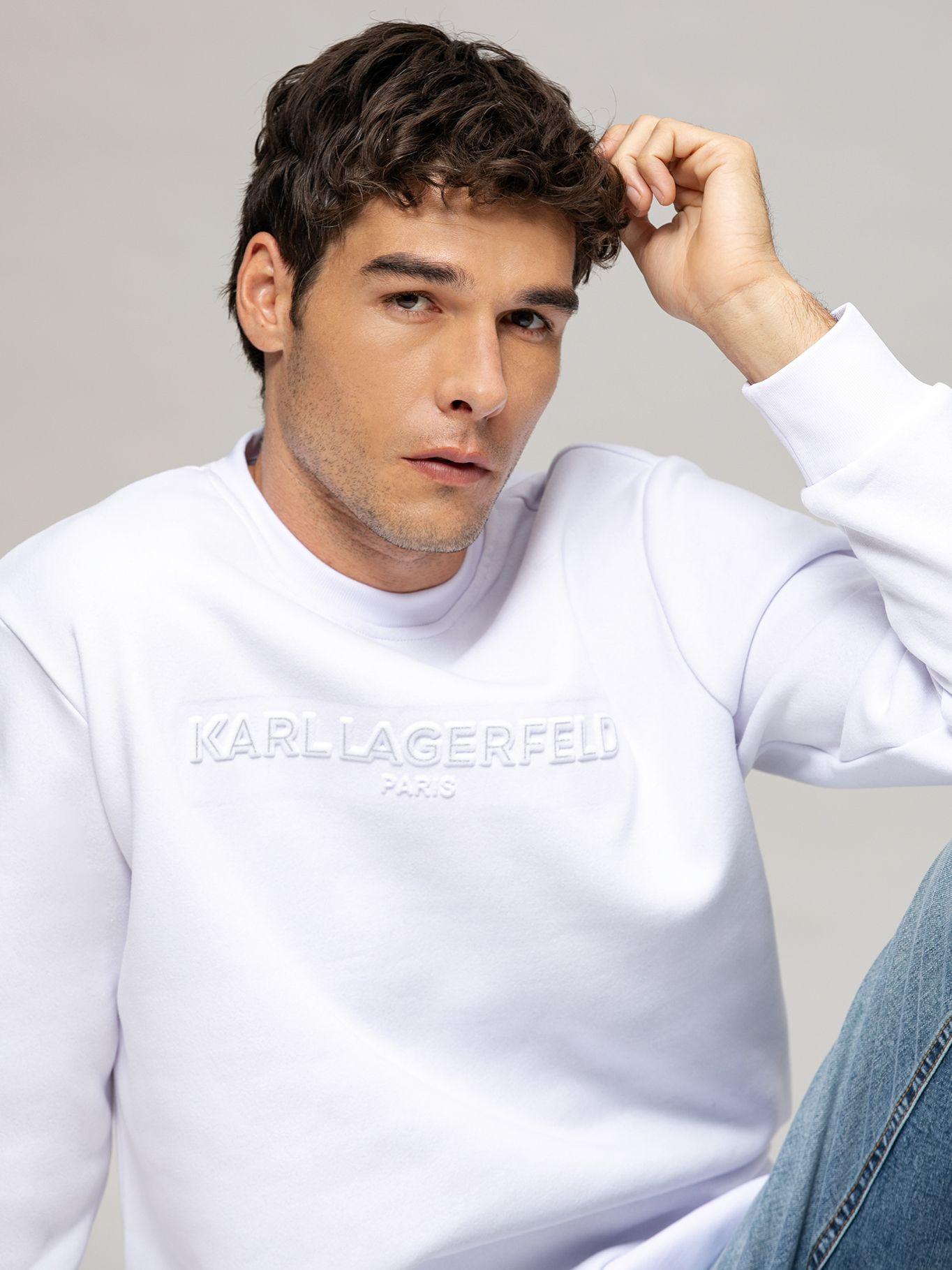 Polerón con logo gráfico en relieve de cinta Blanco-3