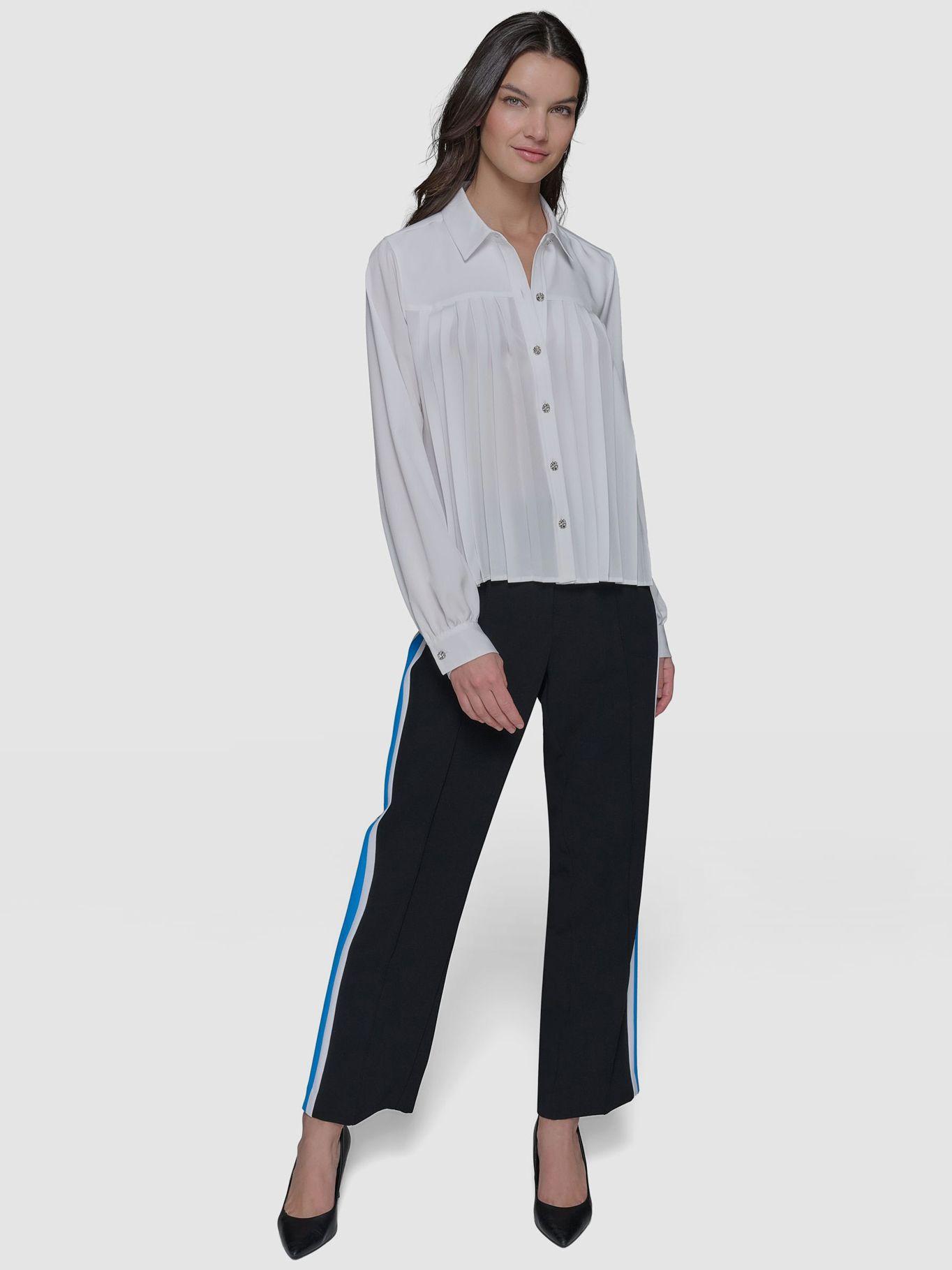 Camisa de popelina plisada Blanco Karl Lagerfeld-1