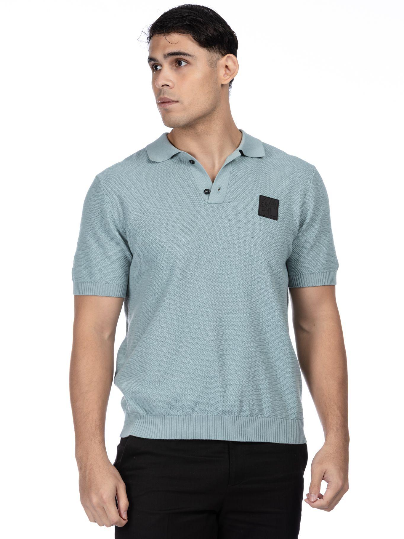 Polo de punto con parche de goma Verde Karl Lagerfeld-0