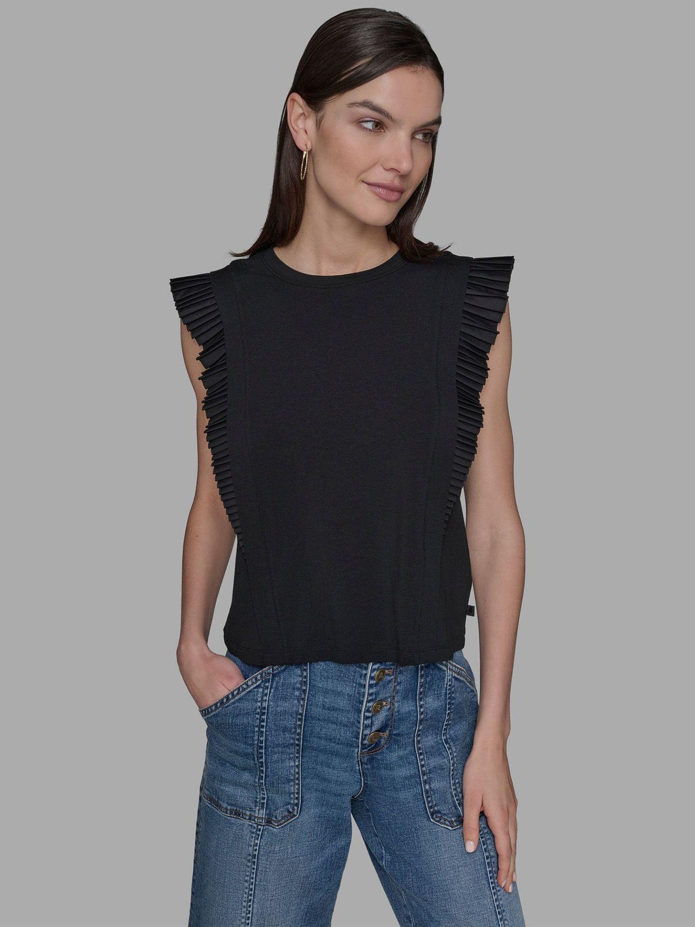 Top de punto con mangas volantes Negro Karl Lagerfeld-0