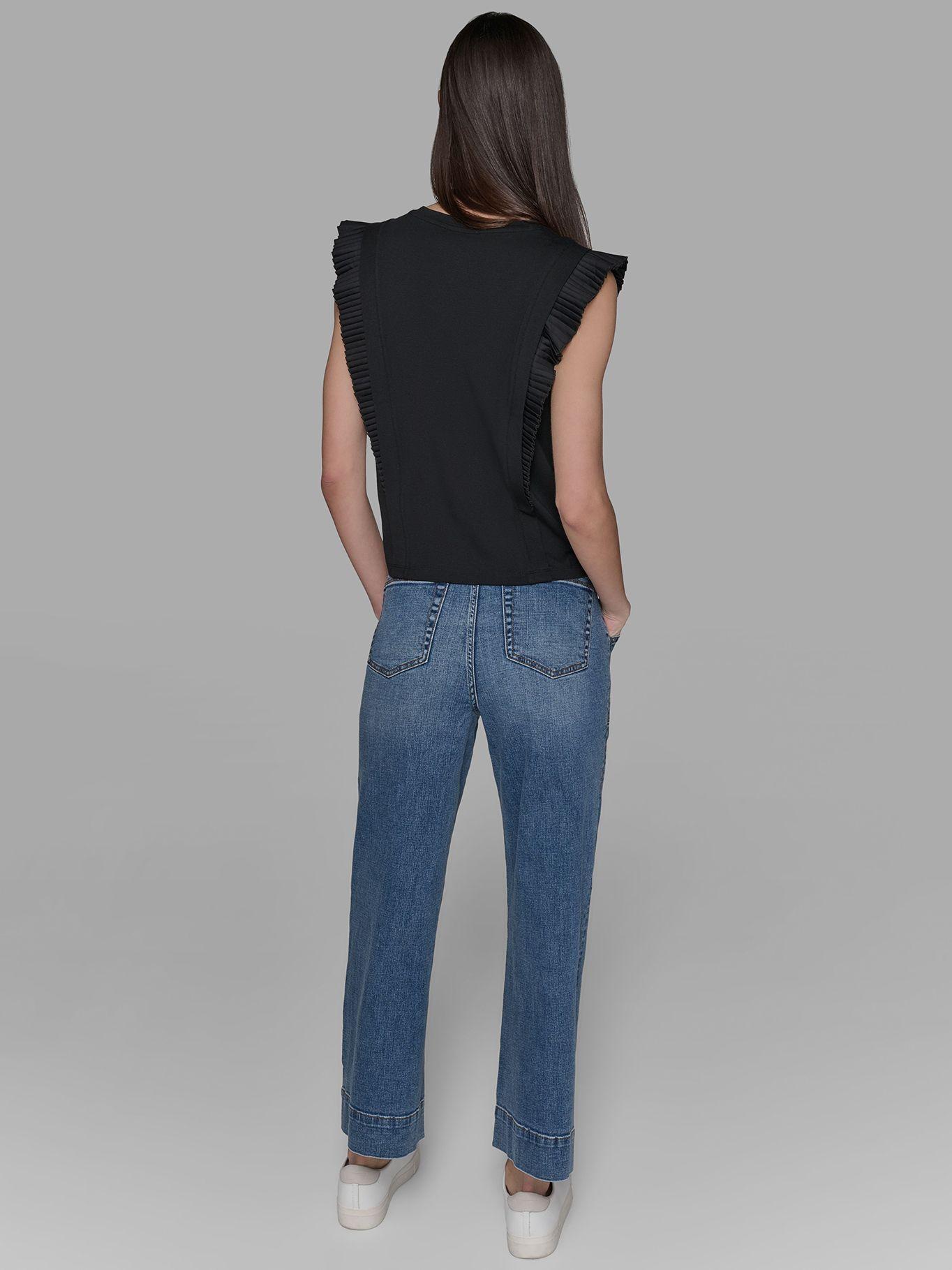 Top de punto con mangas volantes Negro Karl Lagerfeld-2