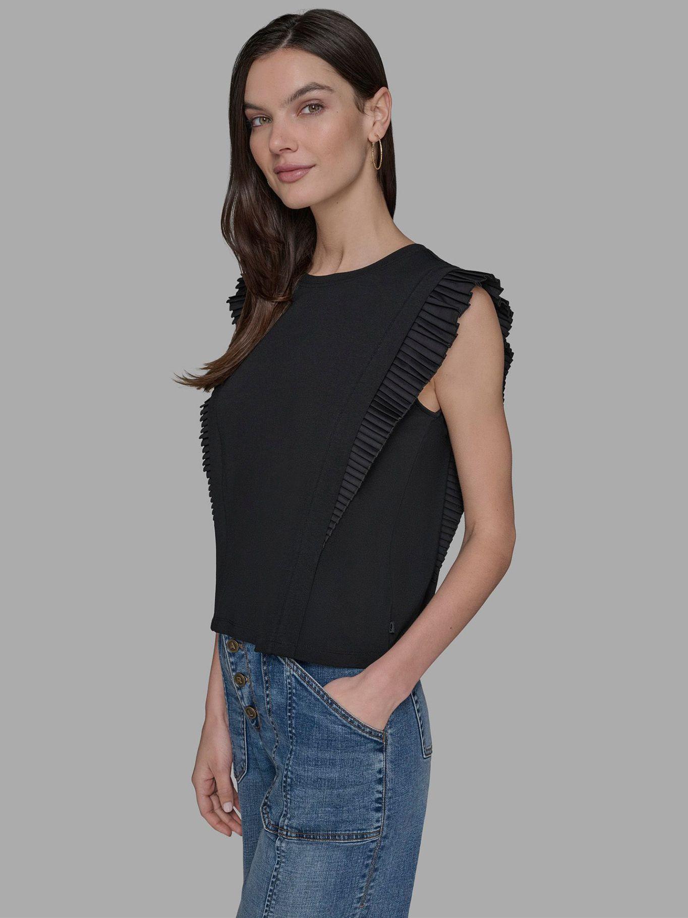 Top de punto con mangas volantes Negro Karl Lagerfeld-3