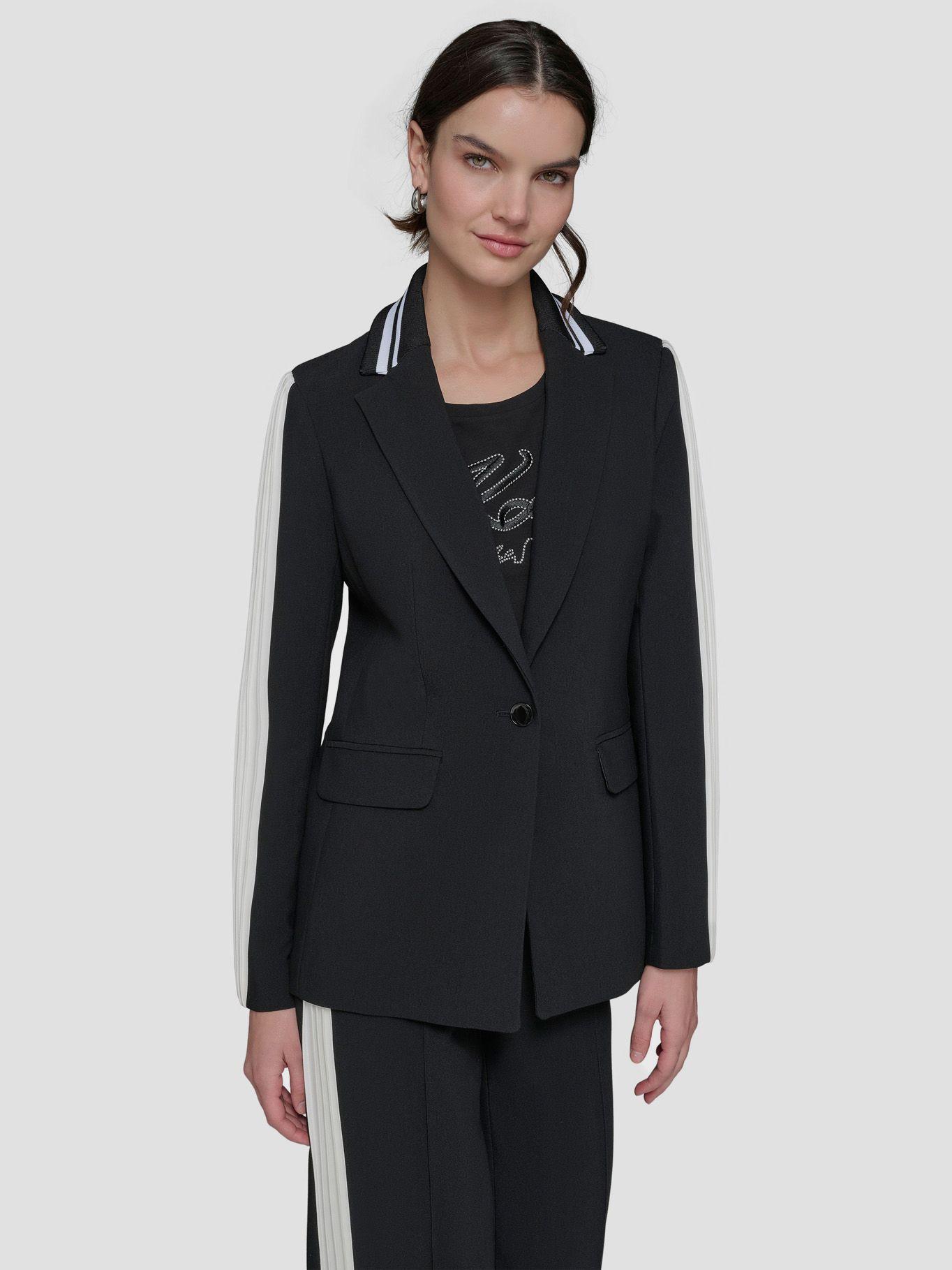 Blazer con ribete en contraste plisado-0